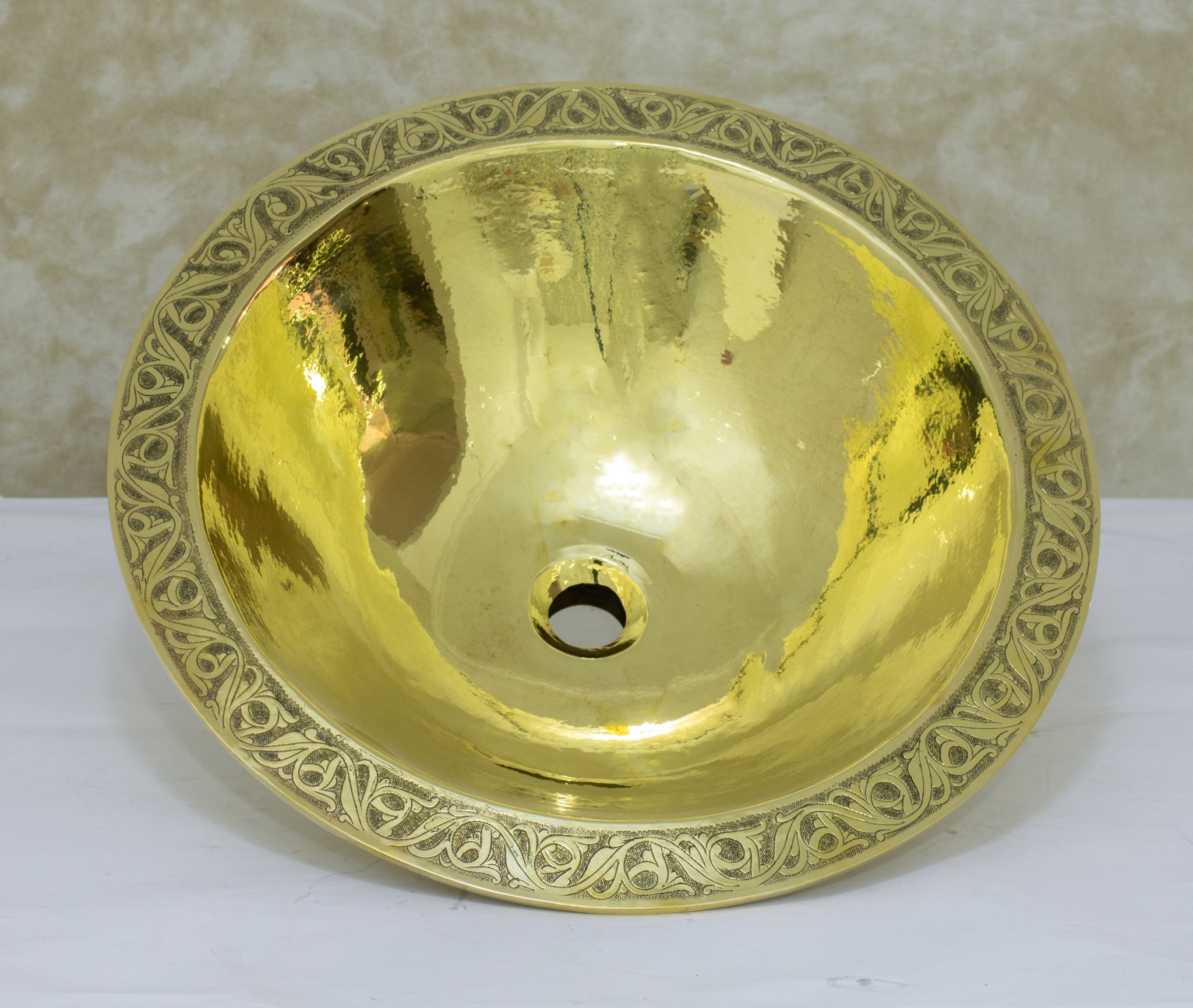 Handcrafted Solid Brass Drop-in Sink, Bathroom Sink, Round Sink, Drop-in Basin Sink alternate view 2