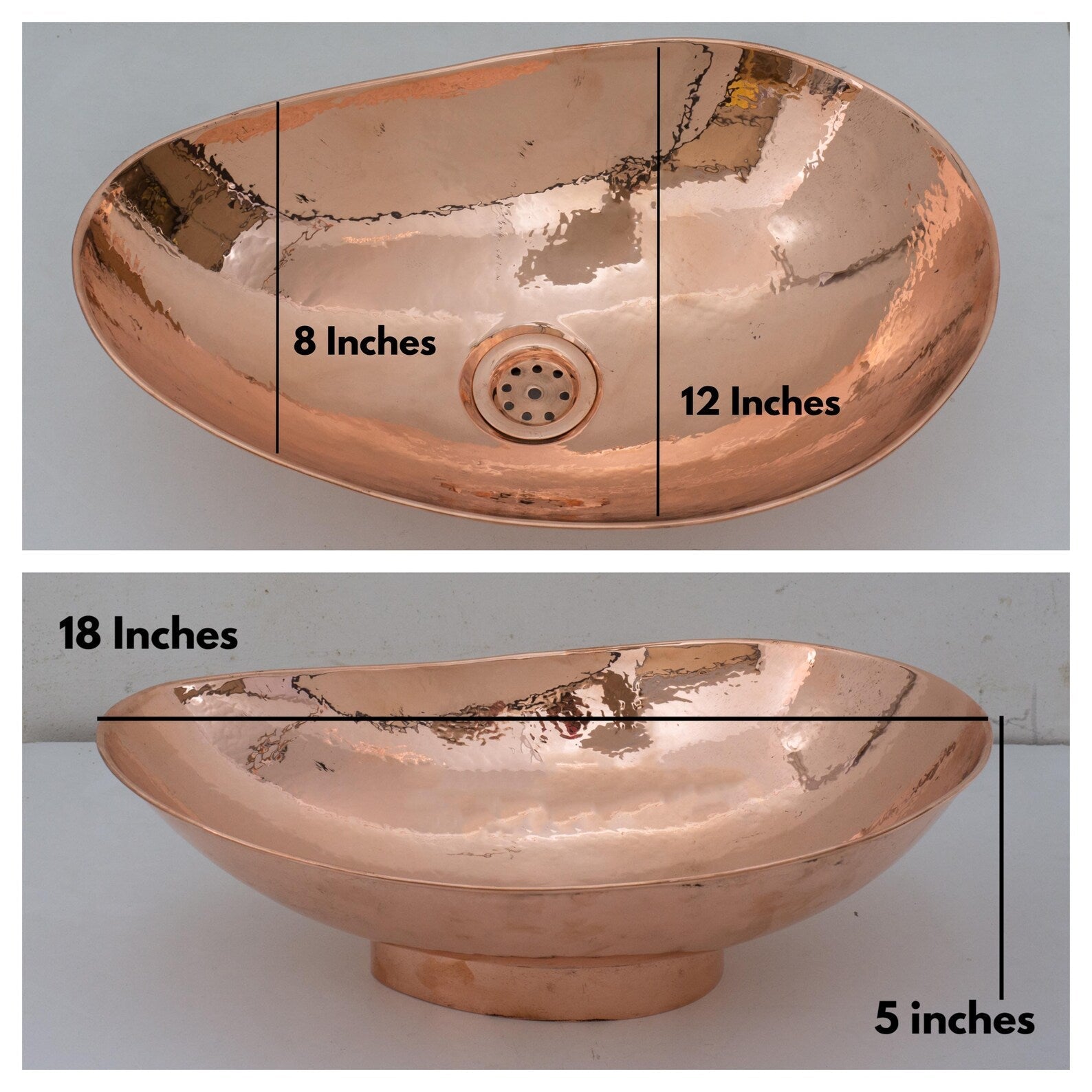 Handcrafted Solid Copper Vessel Sink, Vanity Top Mount Sink, Bathroom Copper Basin, Freestanding Sink Copper alternate view 7