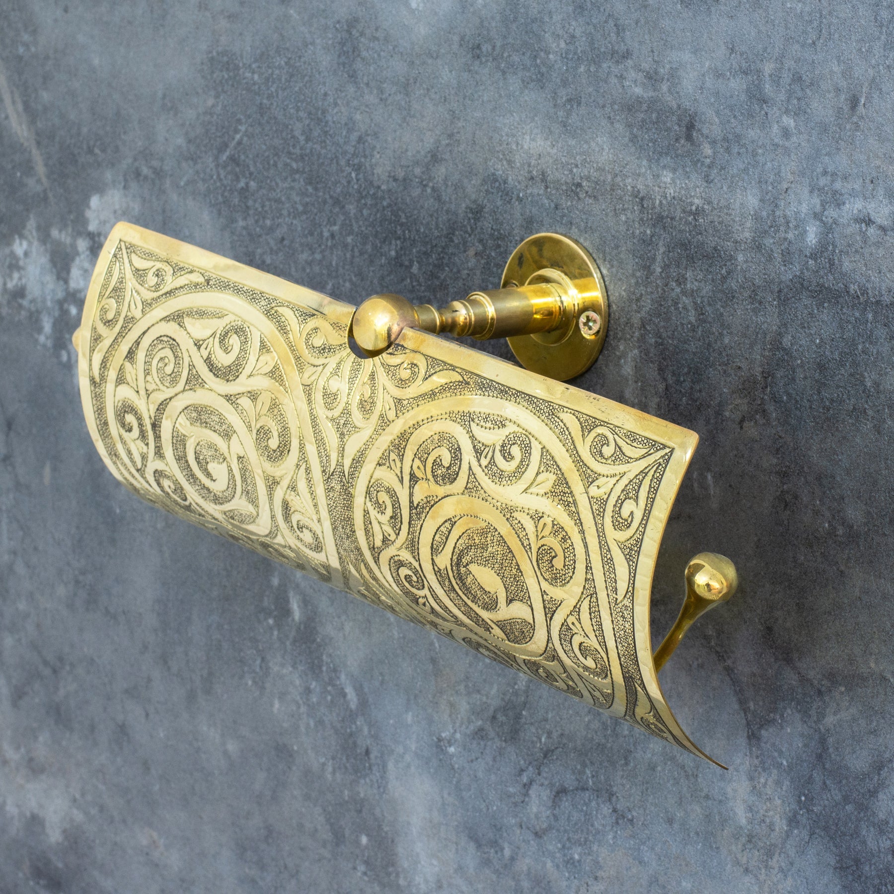 Handcrafted Unlacquered Brass Double Toilet Paper Holder | Engraved Sliding Cover alternate view 3