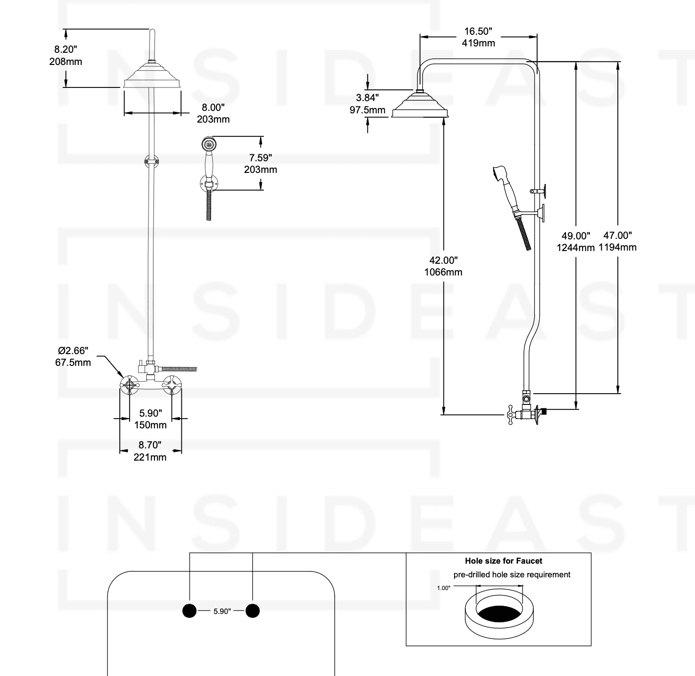 Heritage - Unlacquered Brass Exposed Shower System With Handheld alternate view 10