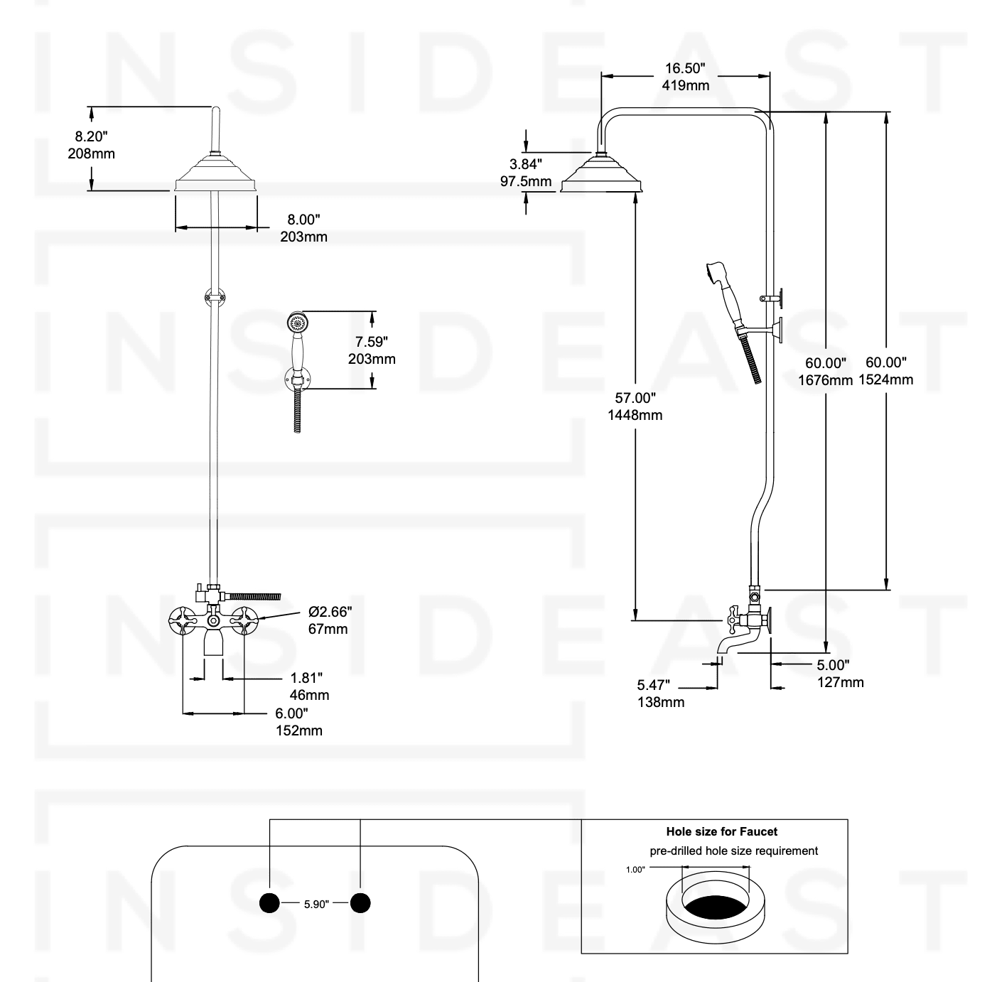 Heritage - Unlacquered Brass Exposed Shower System With Tub Filler alternate view 10
