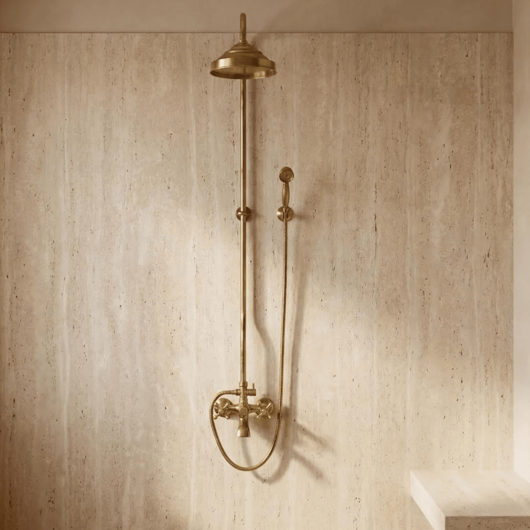 Heritage - Unlacquered Brass Exposed Shower System With Tub Filler