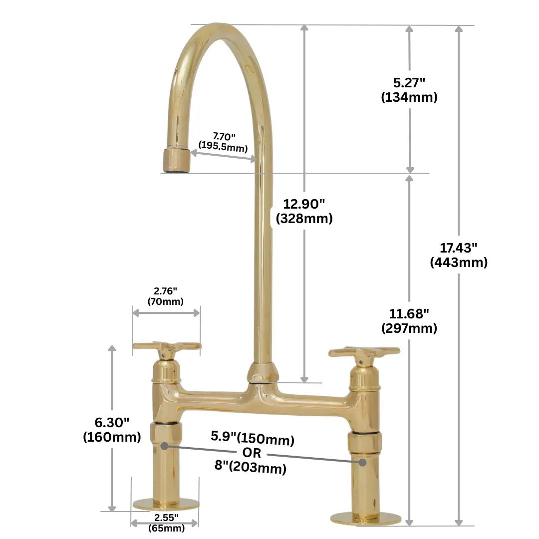 Heritage - Unlacquered Brass Kitchen Bridge Faucet alternate view 13