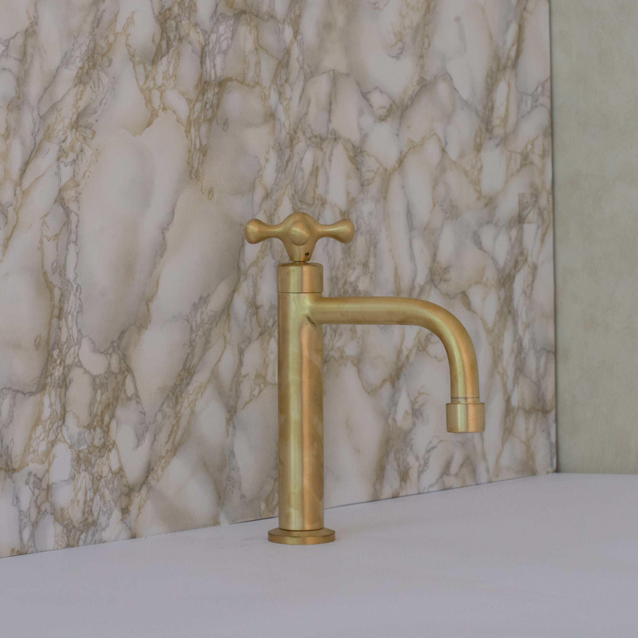 Kitchen Cold Water Faucet Brass, Brushed Brass Cold Water Dispenser Faucet, Single Hole Kitchen Tap, Deck Mount Brass Faucet alternate view 2