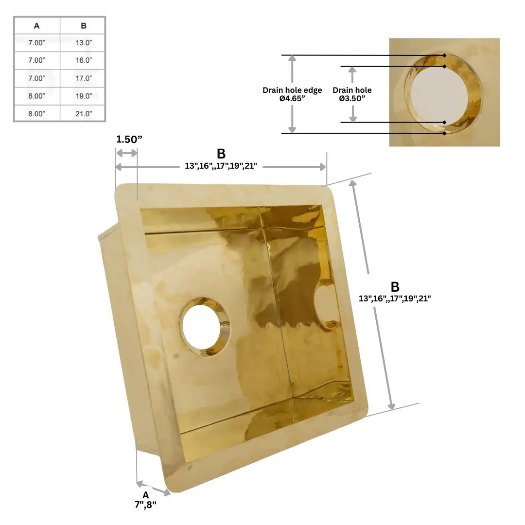 Kitchen Island Solid Brass Sink, Undermount Brass Sink, Outdoor Bar Sink alternate view 10
