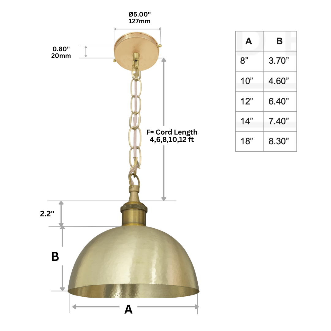 Luminous Soft-Hammered Brass Dome Pendant - Traditional Moroccan brass Light alternate view 8