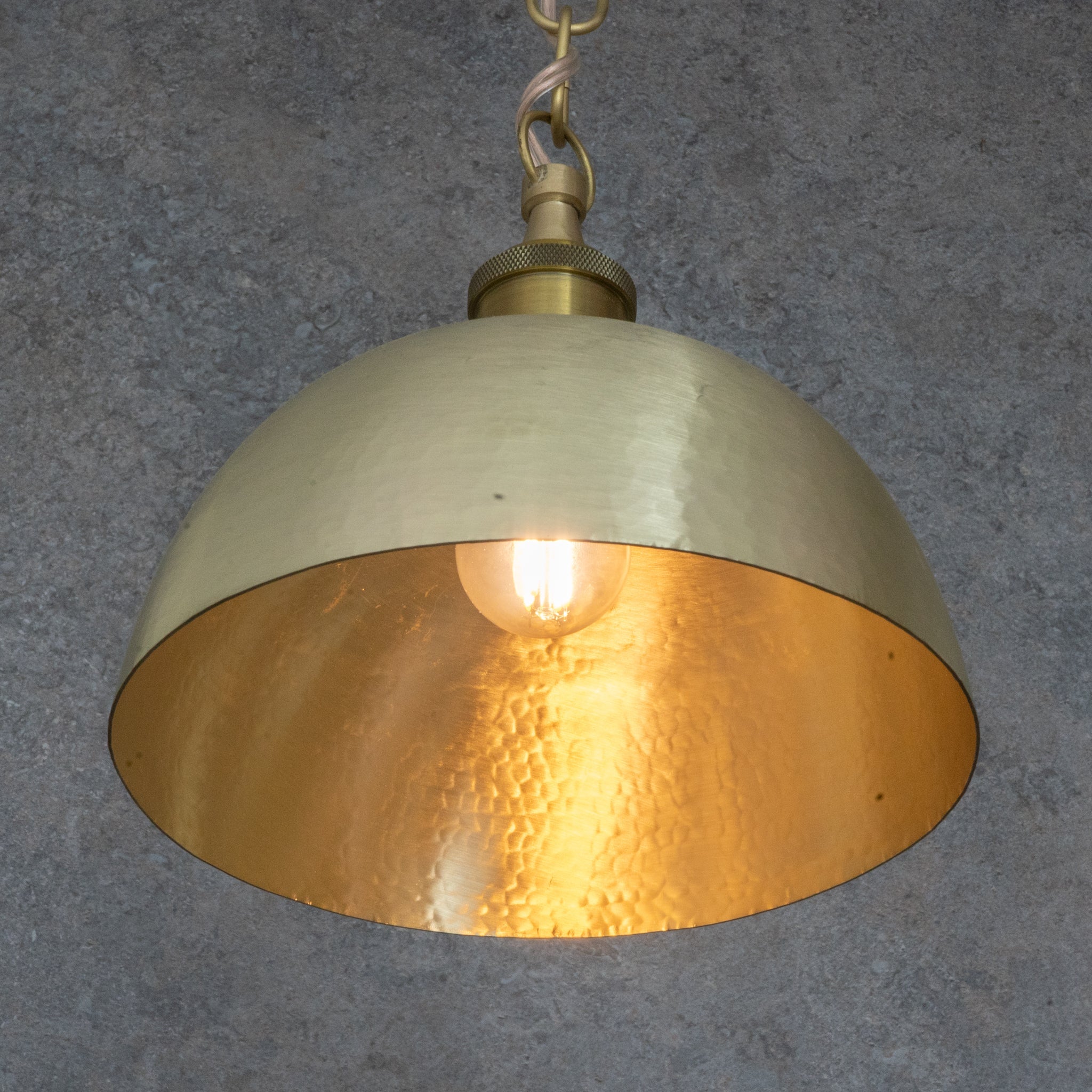 Luminous Soft-Hammered Brass Dome Pendant - Traditional Moroccan brass Light alternate view 2