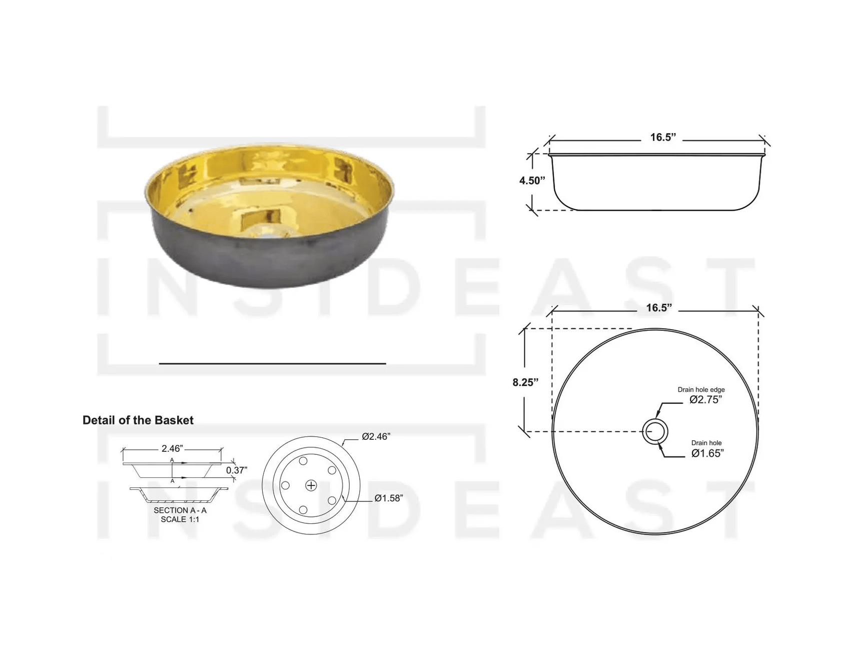 Oil Rubbed Bronze Brass Countertop Vessel Sink, Brass Bathroom Round Basin Sink alternate view 7