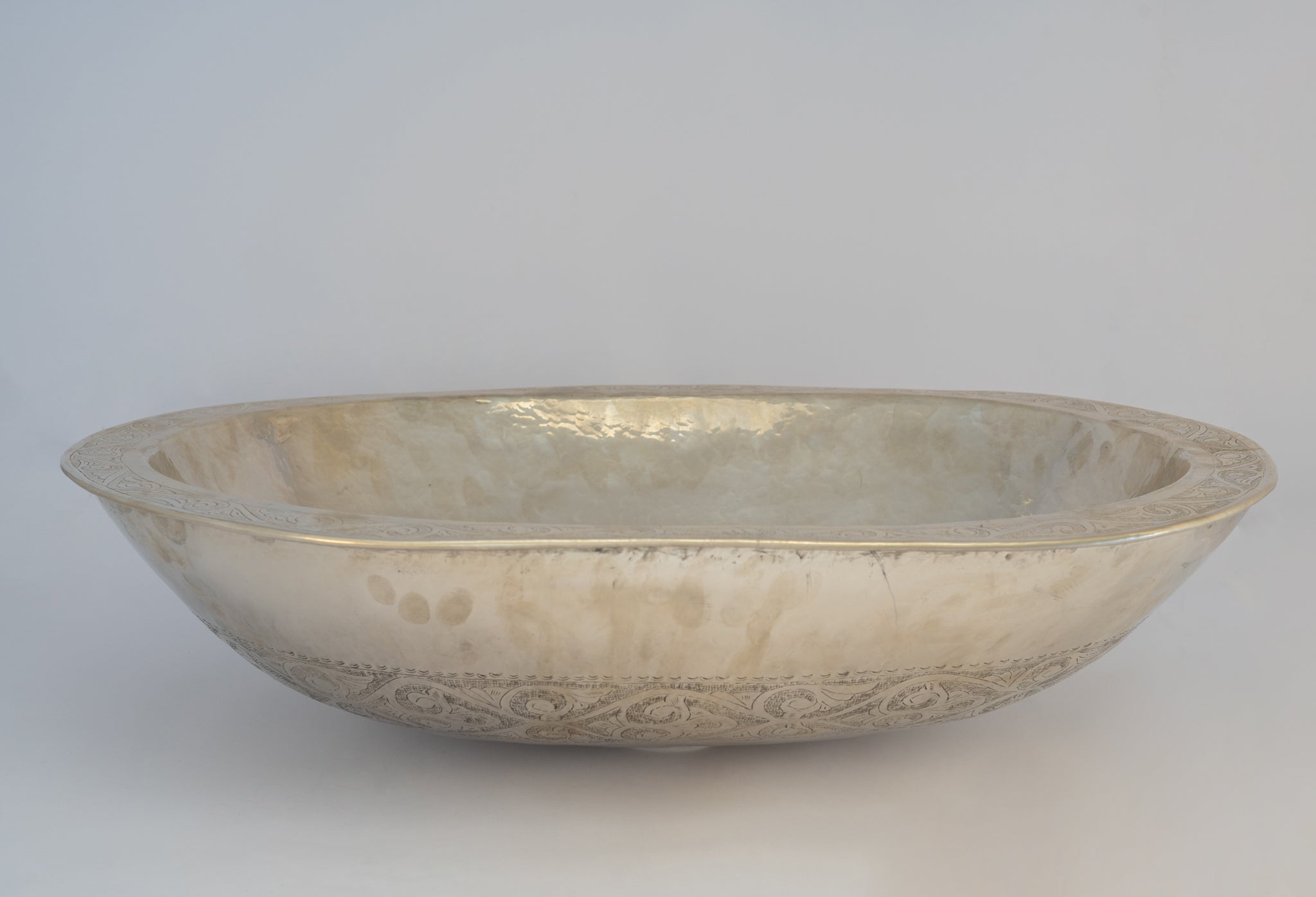 Oval Silver Bathroom Sink – German Silver Vessel Sink – Countertop Washbasin for Powder Room alternate view 6