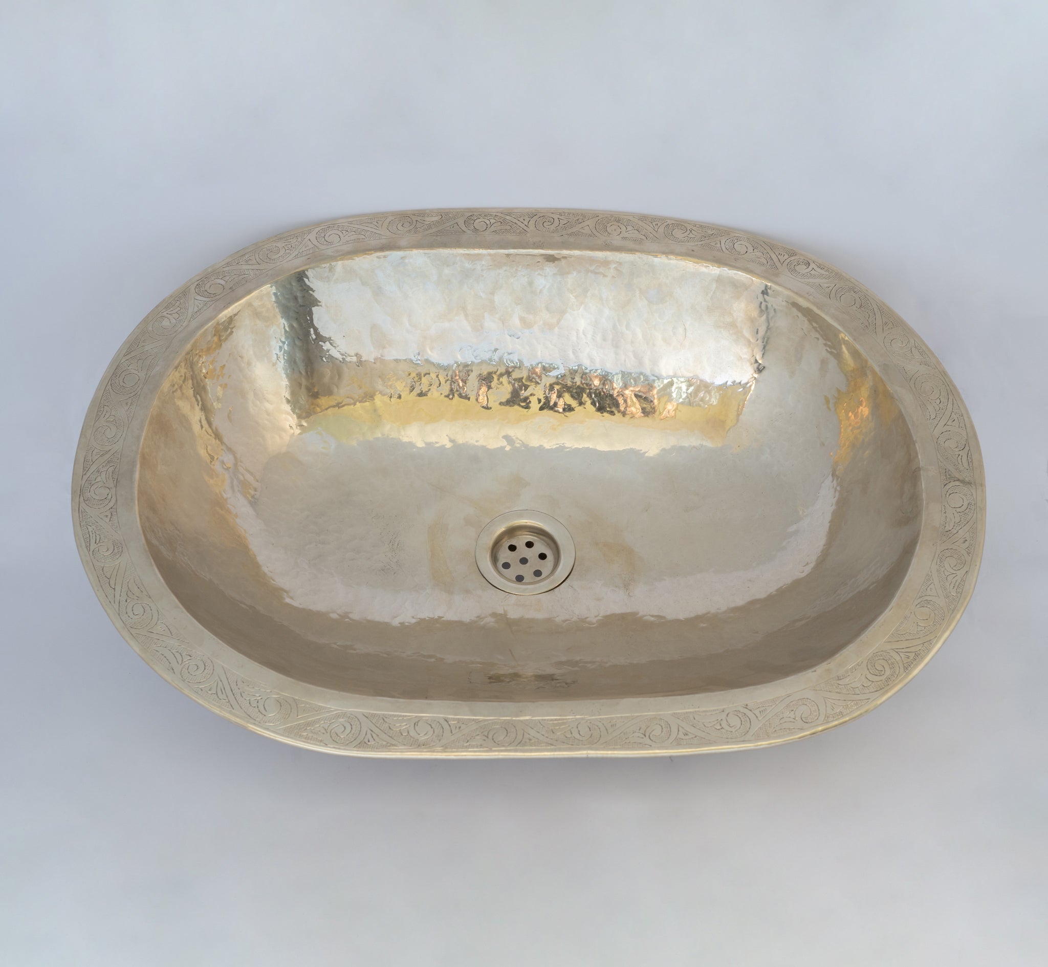 Oval Silver Bathroom Sink – German Silver Vessel Sink – Countertop Washbasin for Powder Room