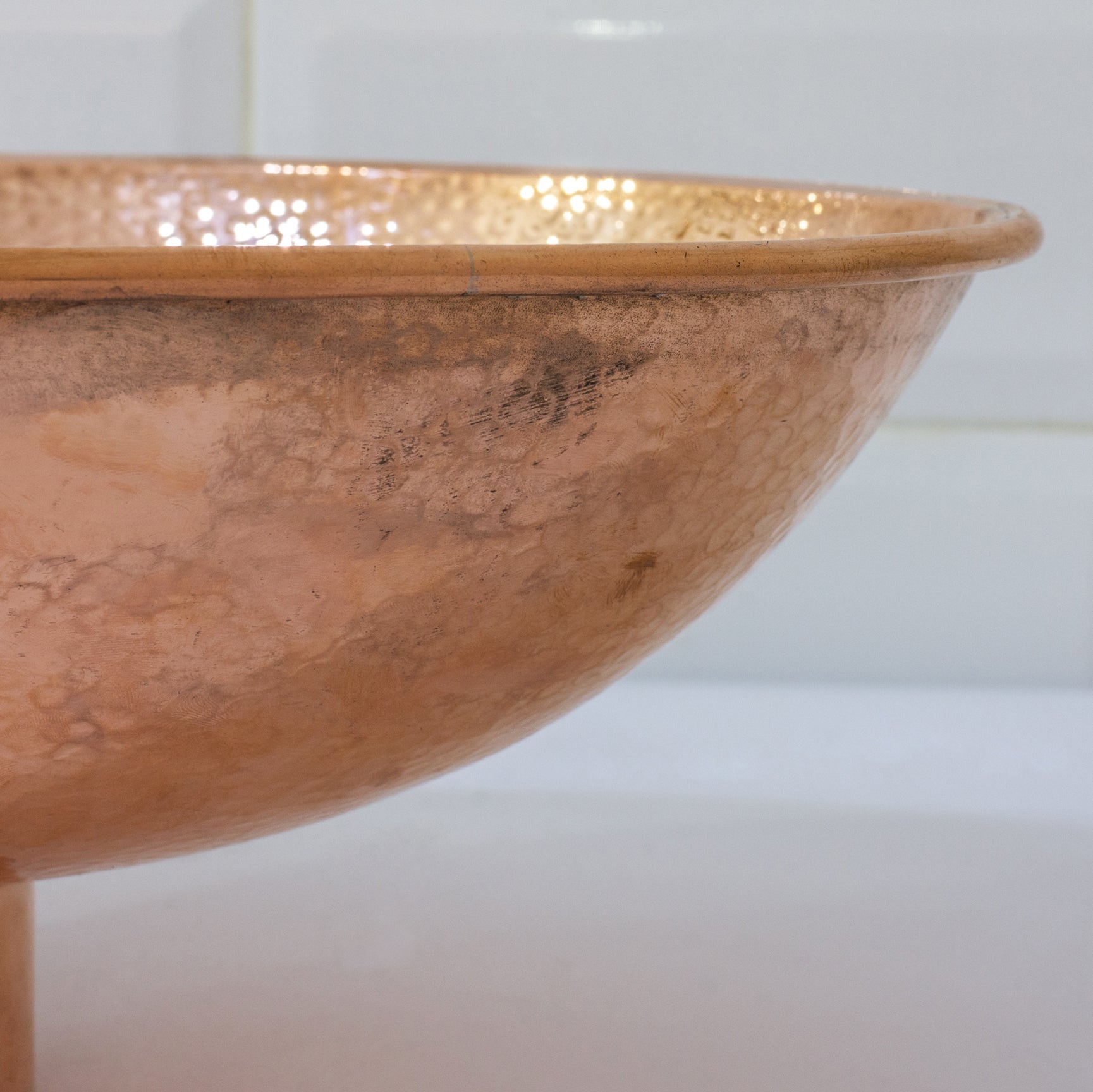 Oval Solid Copper Vessel Sink, Hammered Bathroom Vanity Sink, Powder Room Basin Sink alternate view 7