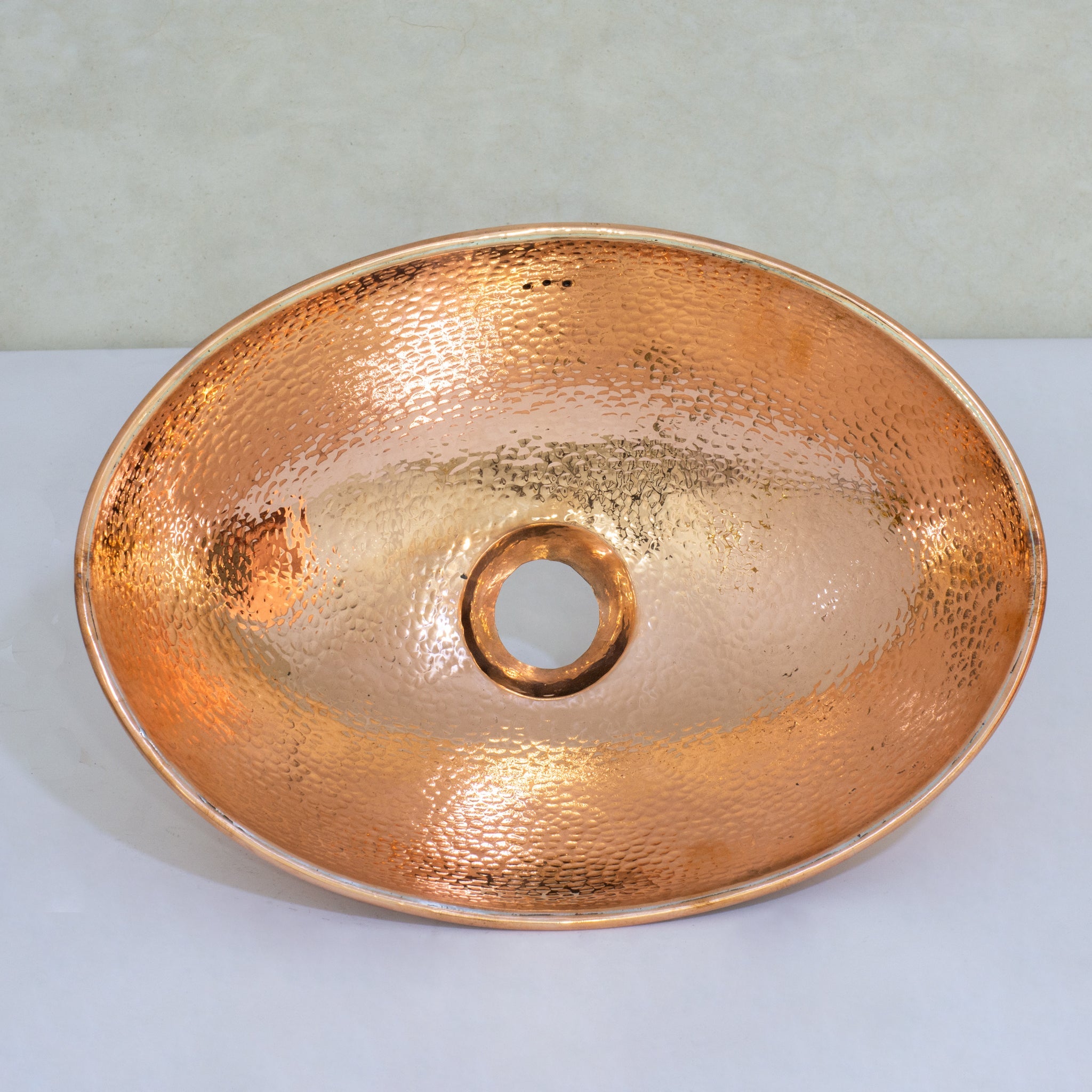 Oval Solid Copper Vessel Sink, Hammered Bathroom Vanity Sink, Powder Room Basin Sink alternate view 4