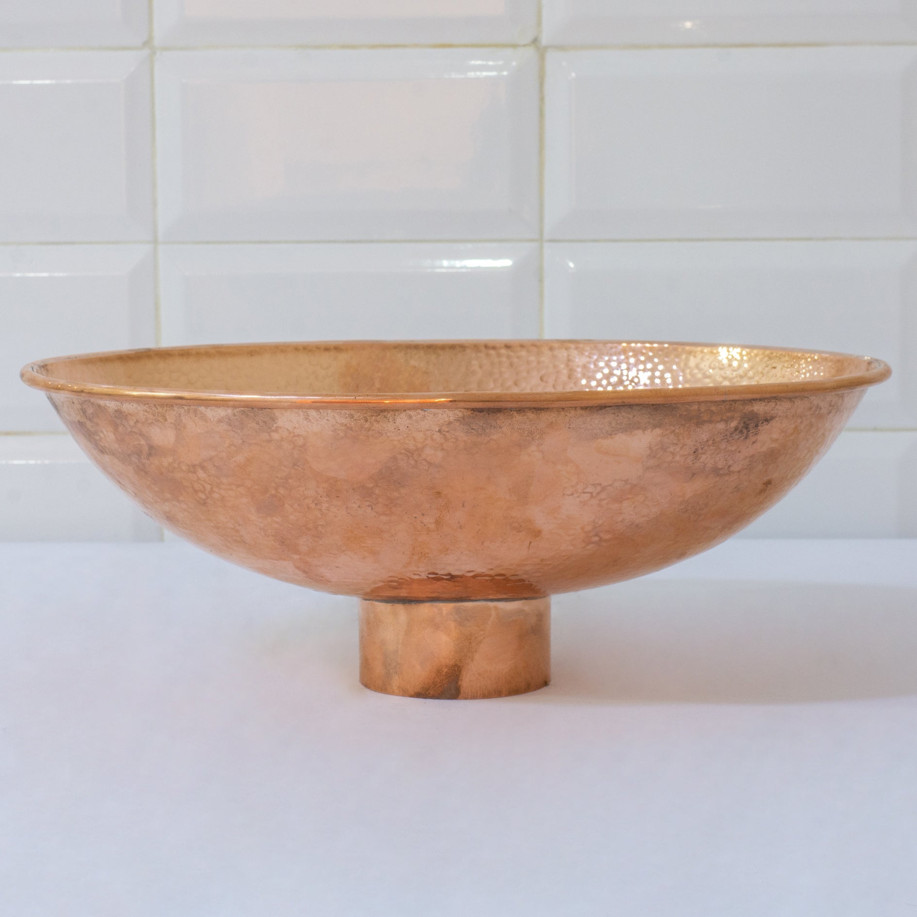 Oval Solid Copper Vessel Sink, Hammered Bathroom Vanity Sink, Powder Room Basin Sink alternate view 3