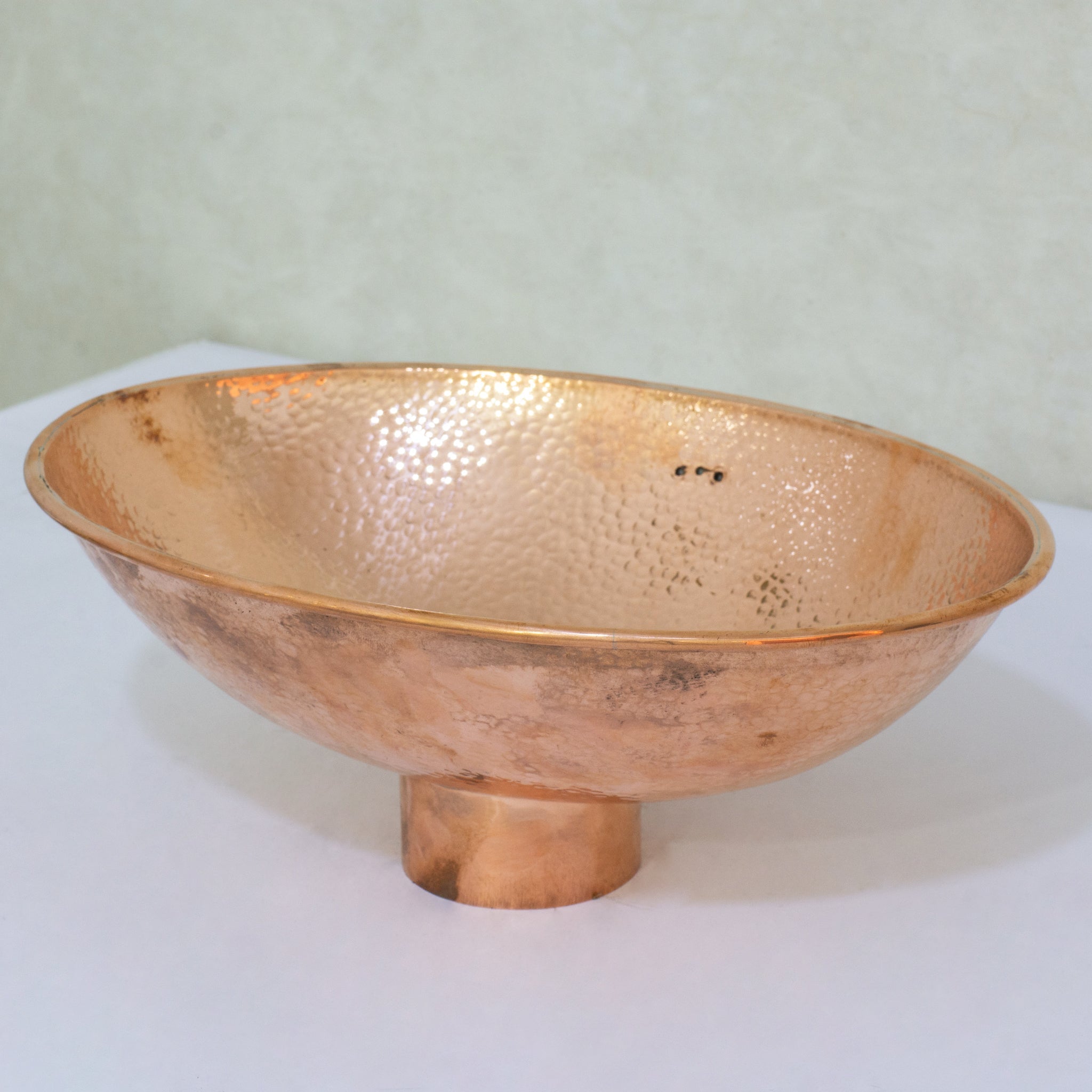 Oval Solid Copper Vessel Sink, Hammered Bathroom Vanity Sink, Powder Room Basin Sink alternate view 5