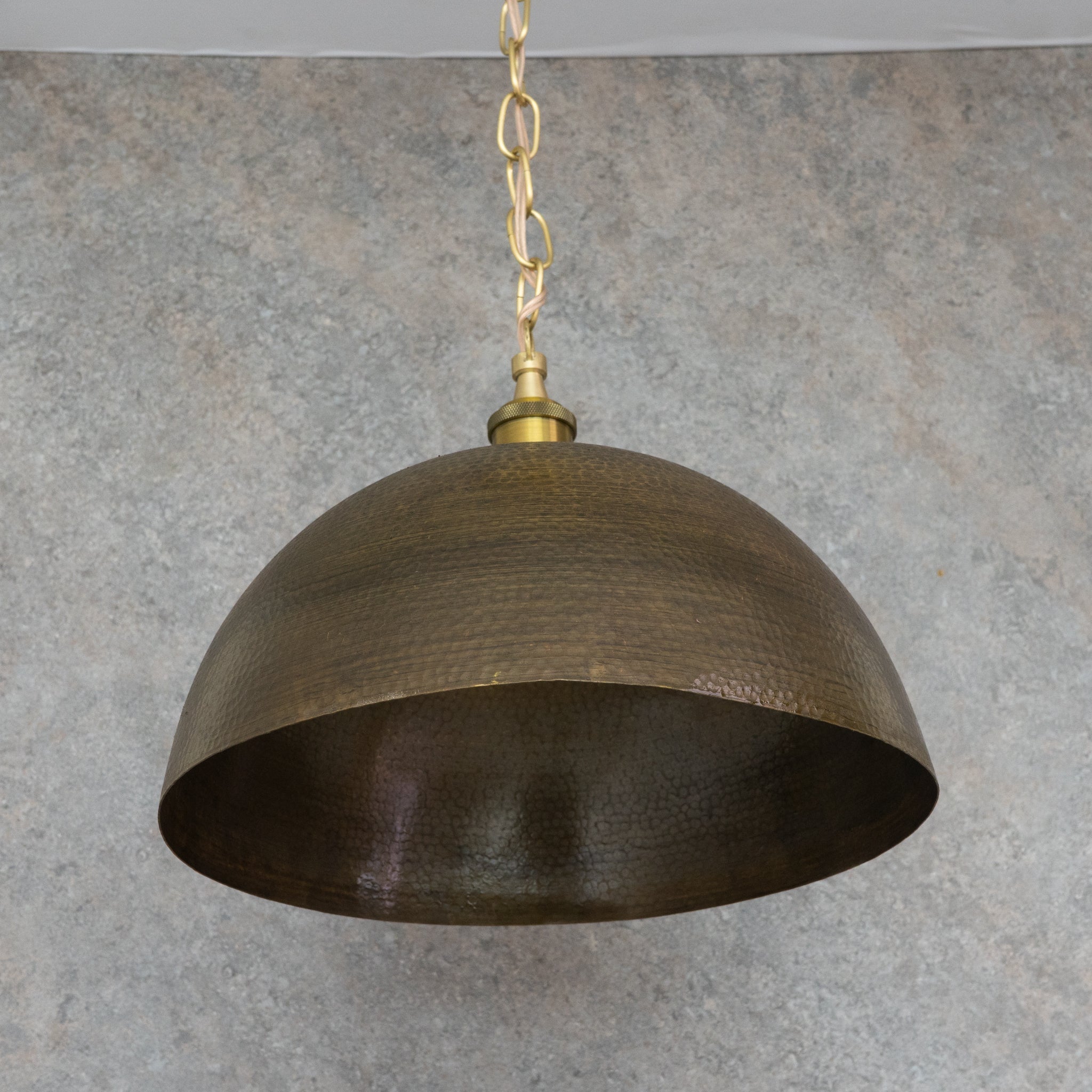 Oversized Dark Bronze Copper Pendant - Large Hammered Dome Light for Entryway & Dining alternate view 3