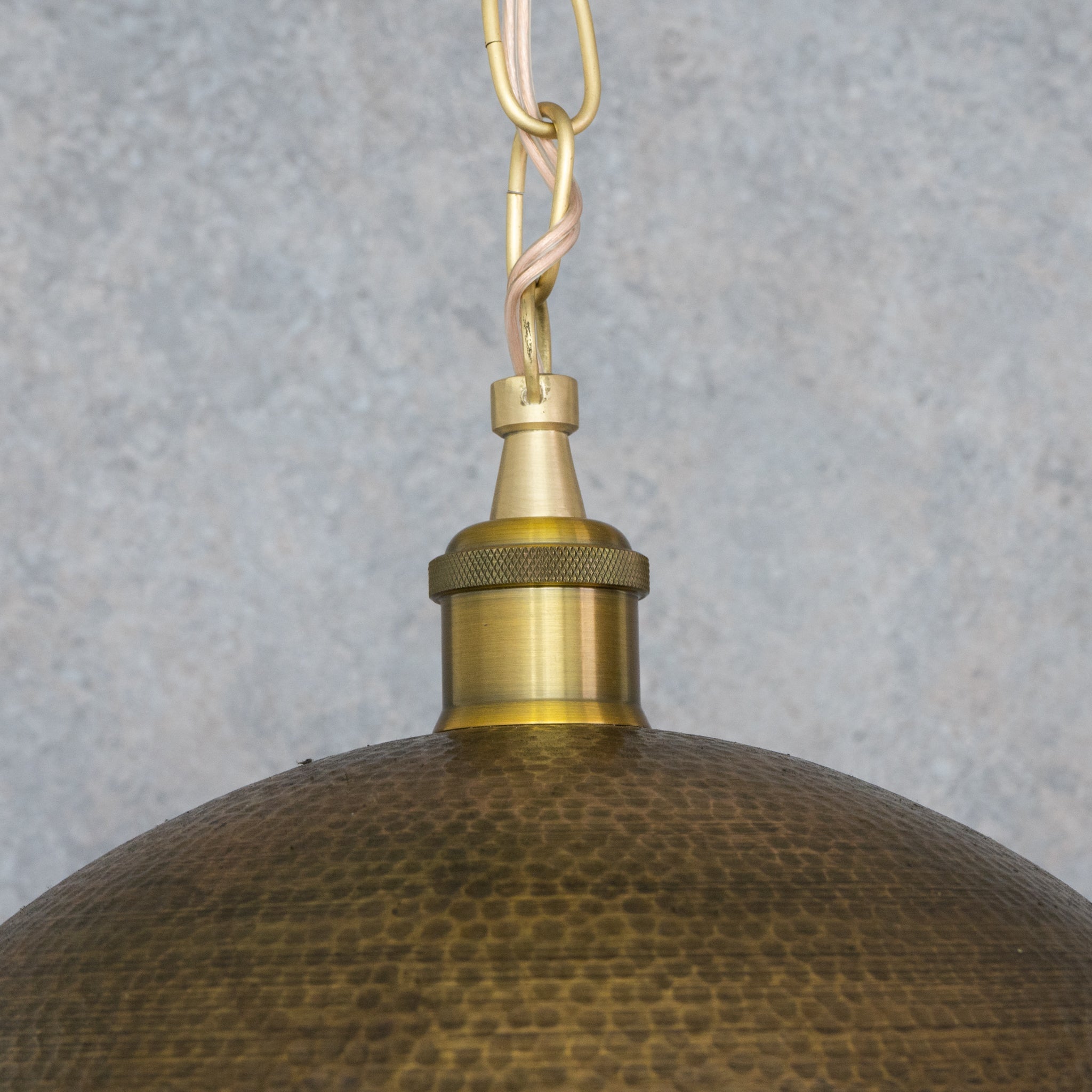 Oversized Dark Bronze Copper Pendant - Large Hammered Dome Light for Entryway & Dining alternate view 6