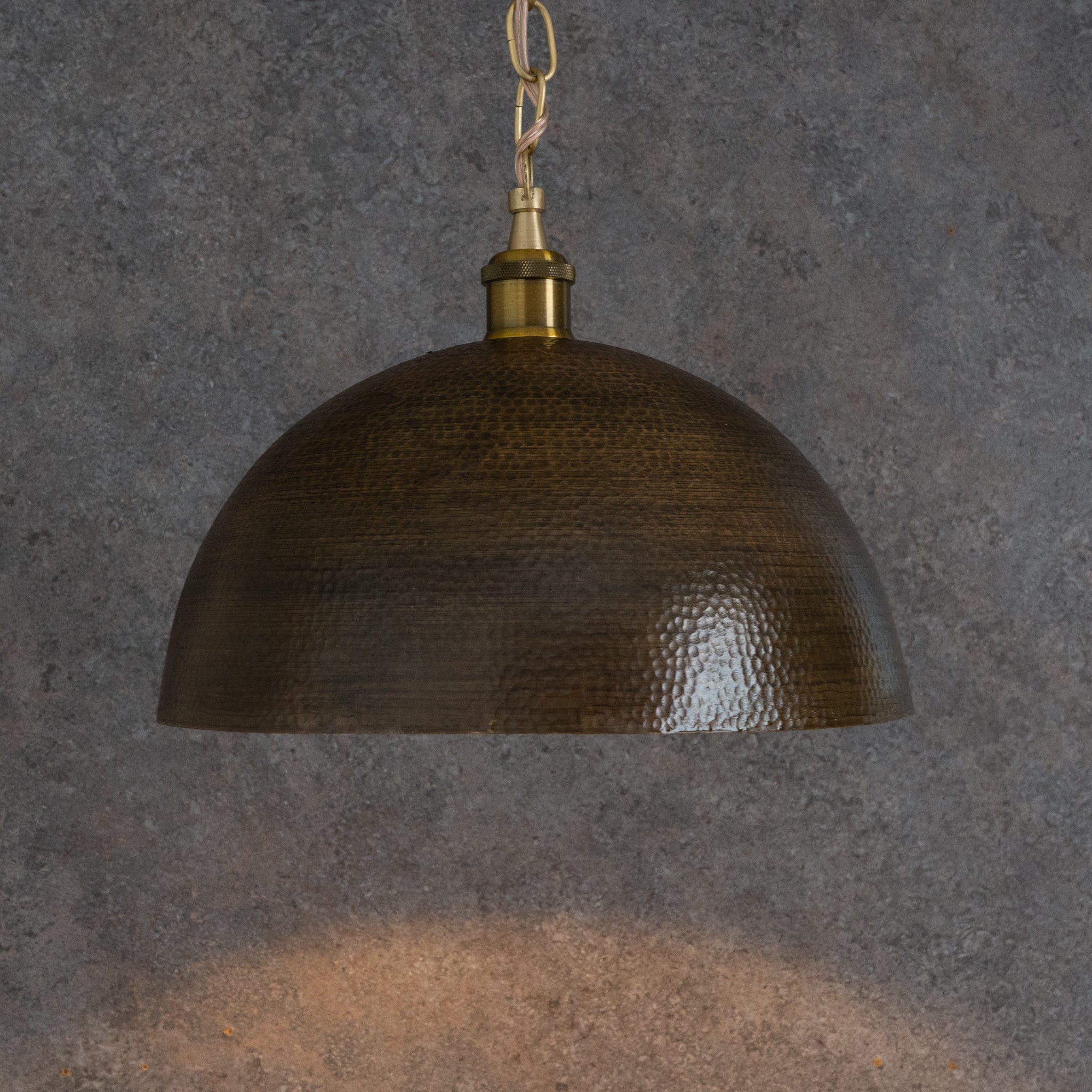 Oversized Dark Bronze Copper Pendant - Large Hammered Dome Light for Entryway & Dining alternate view 5