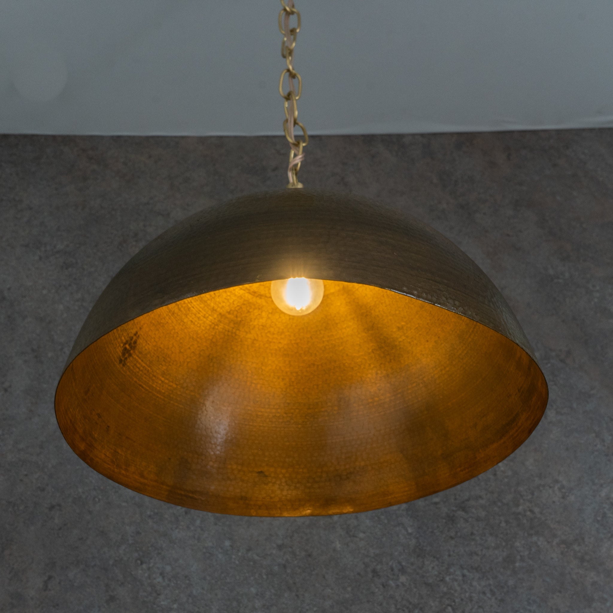 Oversized Dark Bronze Copper Pendant - Large Hammered Dome Light for Entryway & Dining alternate view 4