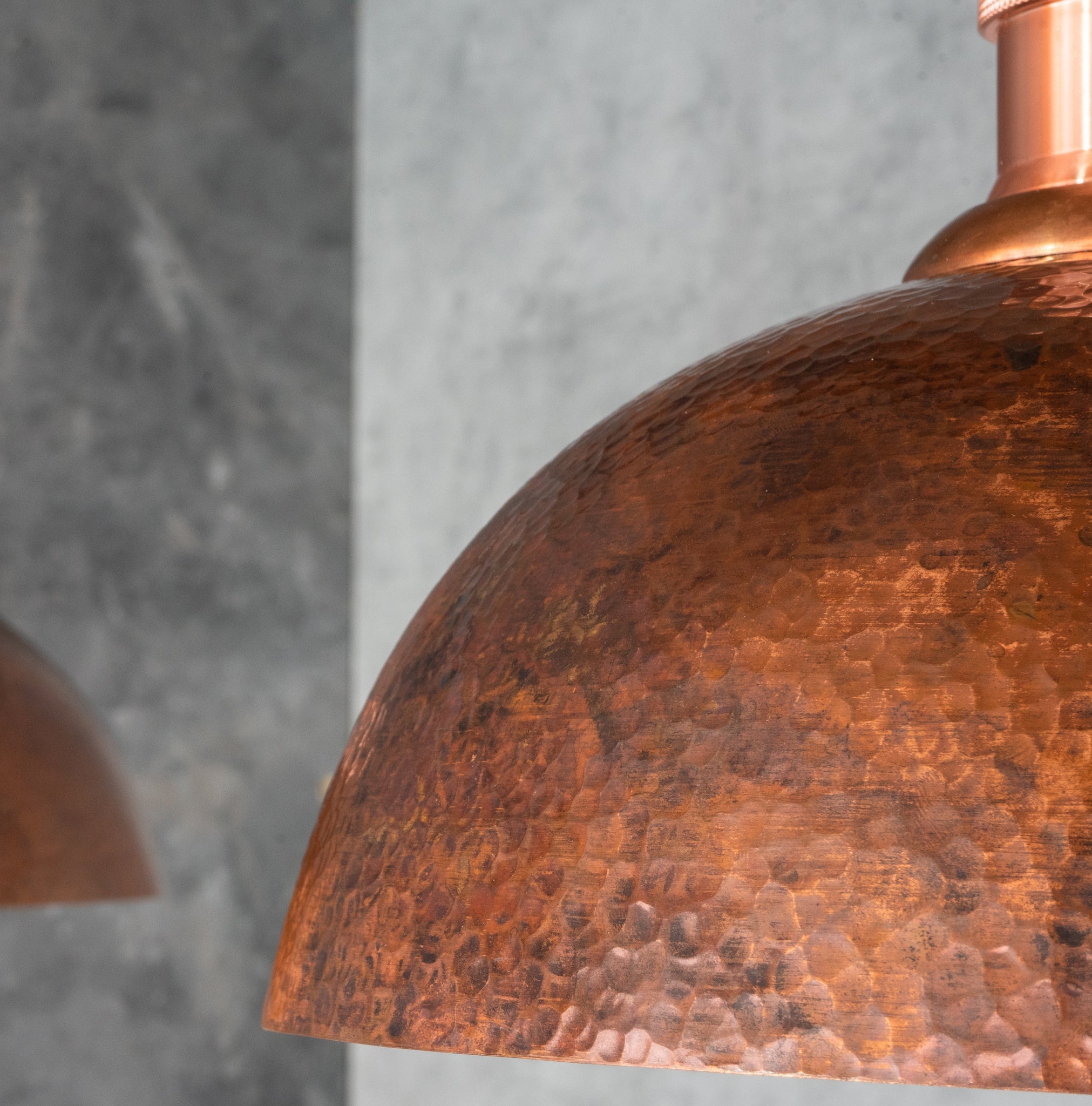 Oxidized Copper Ceiling Pendant Set, Copper Lampshade, Copper Ceiling Light Fixture, Copper Hanging Dome Light Set Kitchen Island alternate view 4