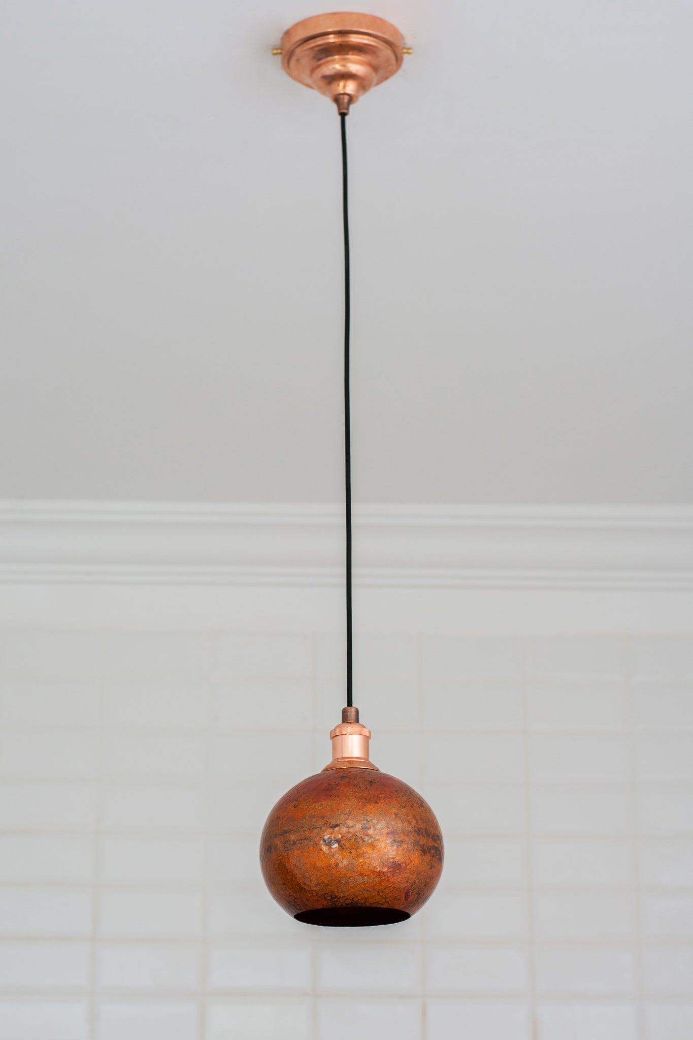 Oxidized Copper Pendant Light, Globe Pendant Light Copper, Ball Light Shade, Round Hanging Lamp Copper, Orb Ceiling Lamp alternate view 4