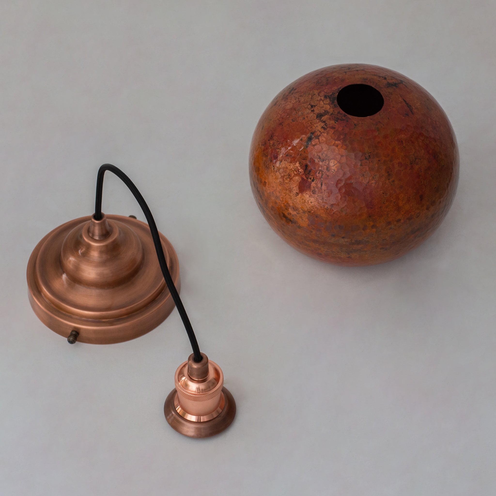 Oxidized Copper Pendant Light, Globe Pendant Light Copper, Ball Light Shade, Round Hanging Lamp Copper, Orb Ceiling Lamp alternate view 7