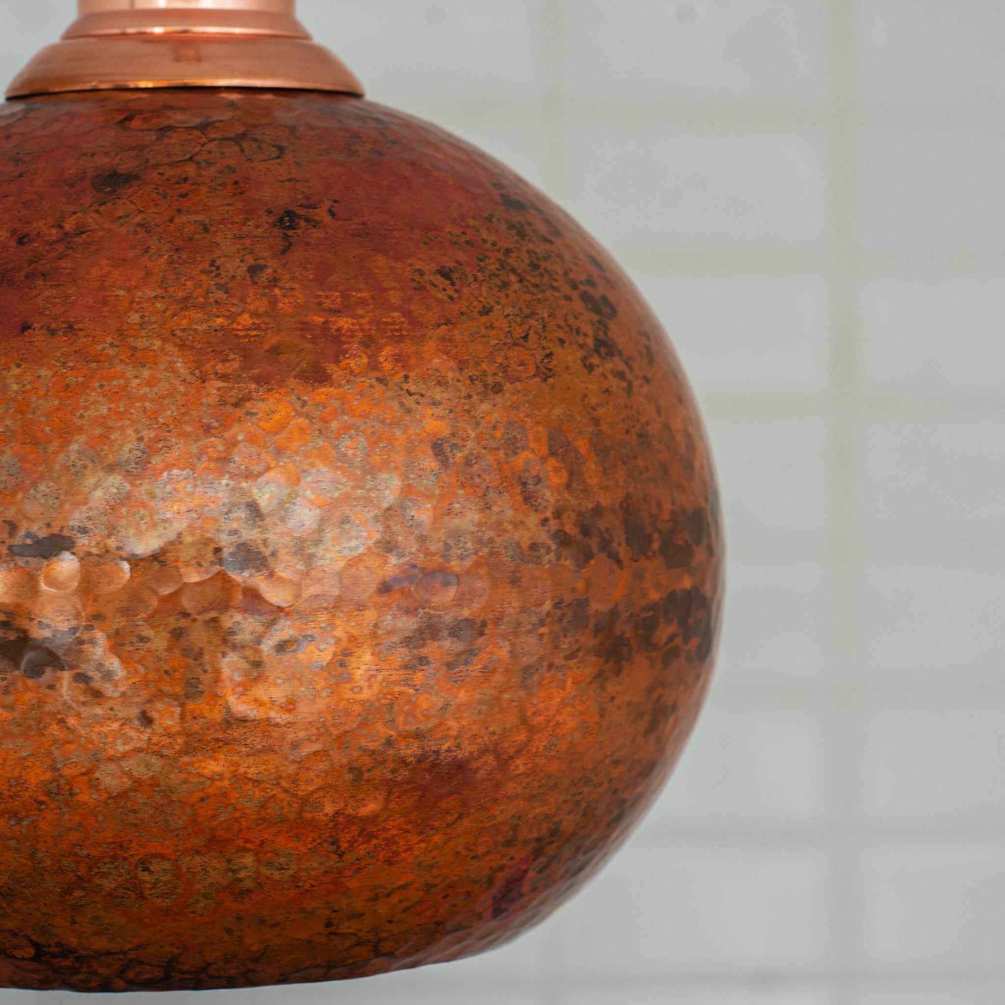 Oxidized Copper Pendant Light, Globe Pendant Light Copper, Ball Light Shade, Round Hanging Lamp Copper, Orb Ceiling Lamp alternate view 3