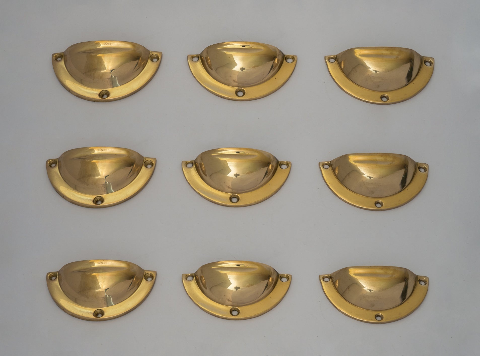 Pack of 3 Brass Kitchen Cup Handles, Handmade Cabinet Knobs, Unlacquered Brass Cup Pull Handles alternate view 9