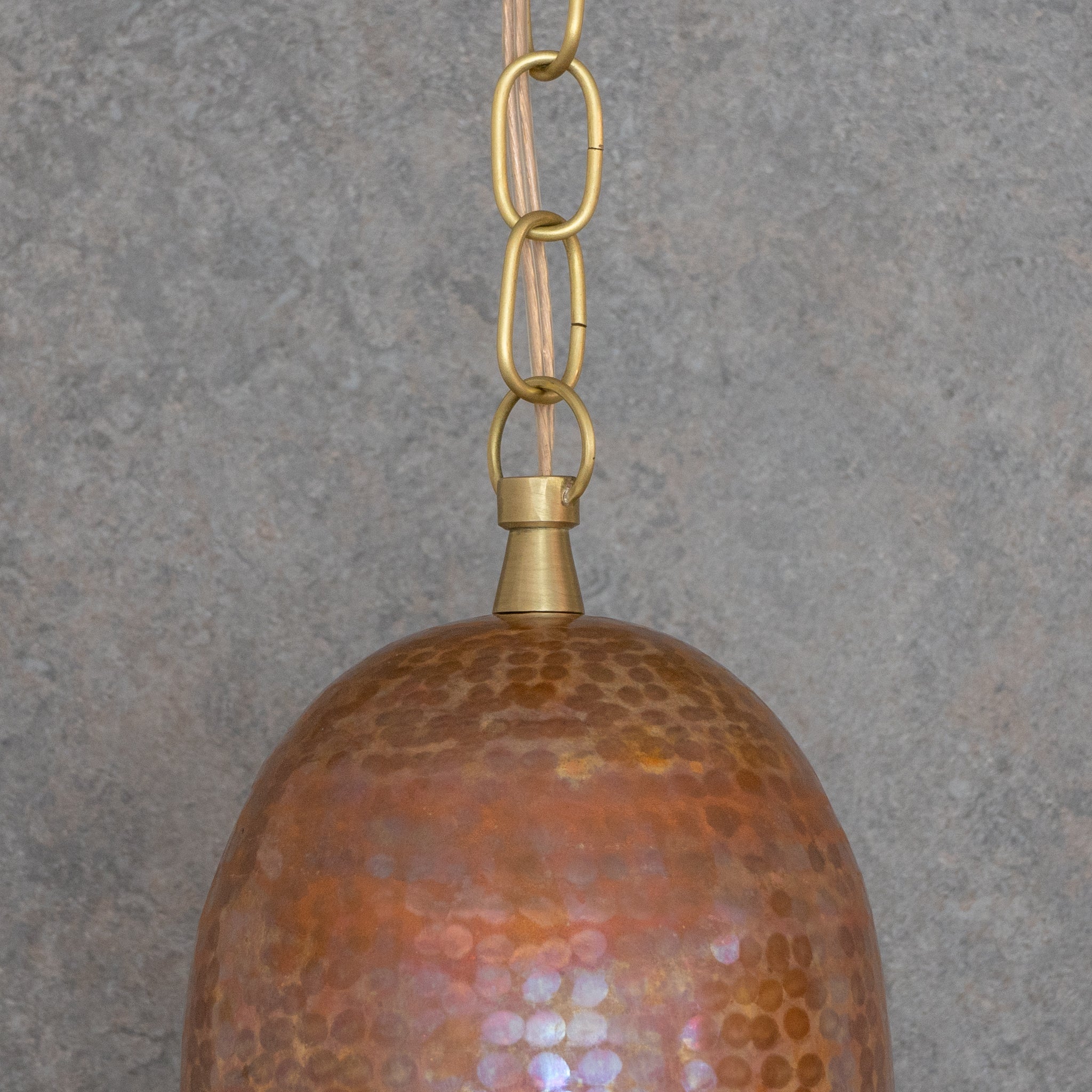 Rustic Industrial Copper Dome Light - Handcrafted Moroccan Pendant - Large Hammered Copper Ceiling Fixture alternate view 3