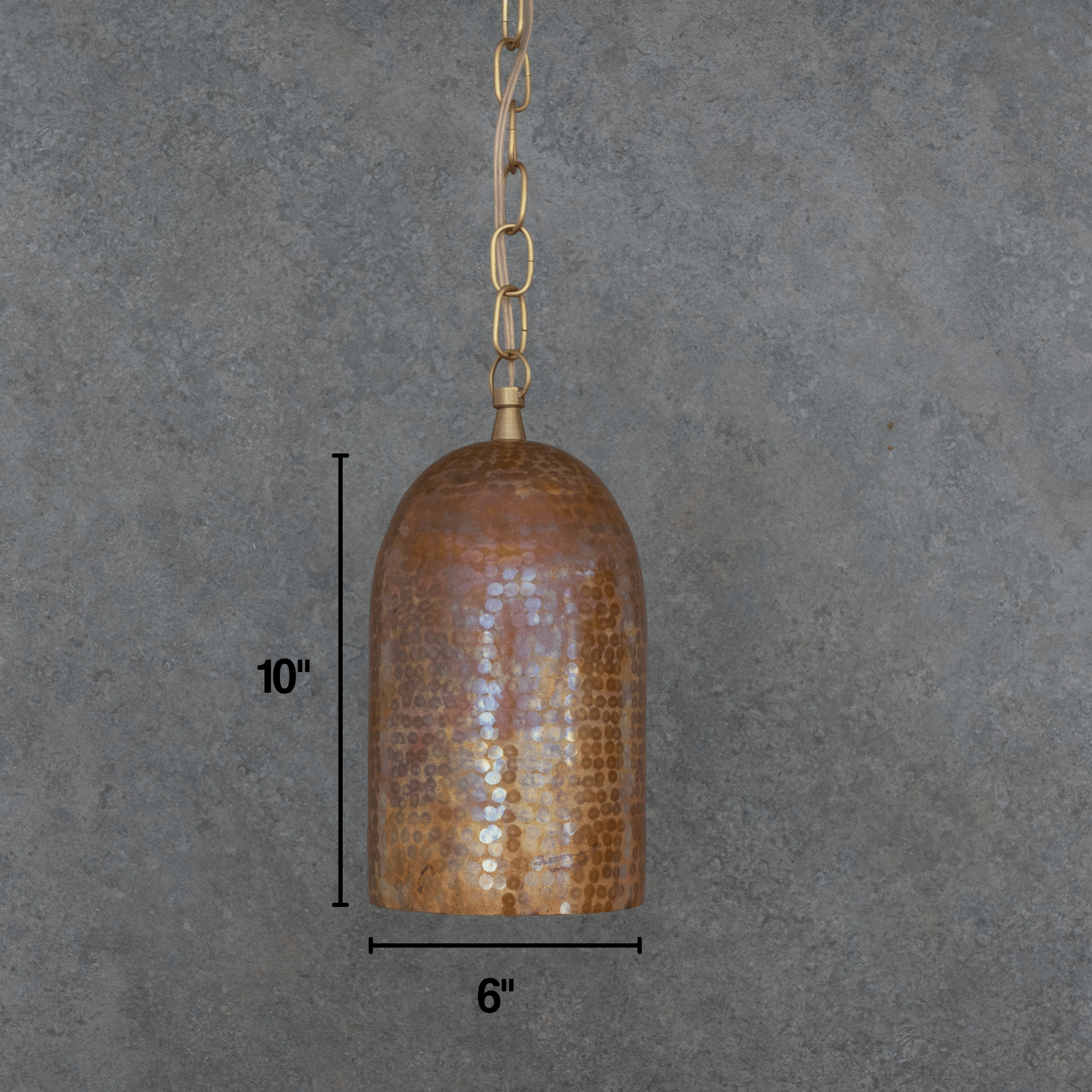 Rustic Industrial Copper Dome Light - Handcrafted Moroccan Pendant - Large Hammered Copper Ceiling Fixture alternate view 8
