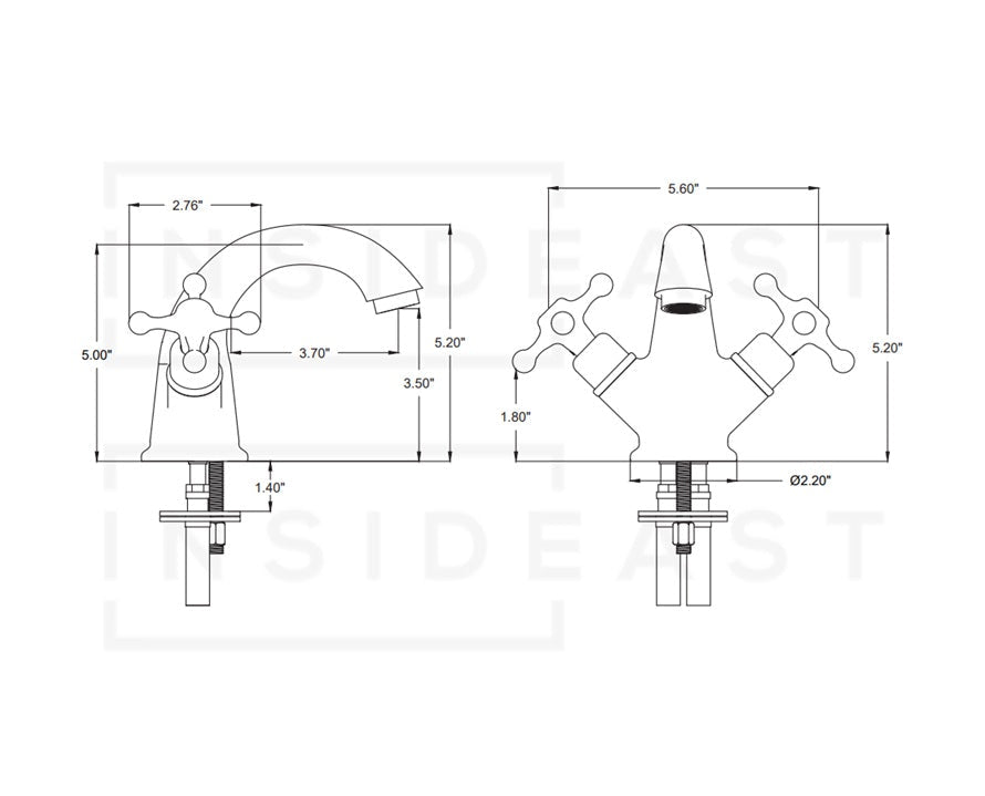 Single-Hole Unlacquered Brass Bathroom Sink Vanity Faucet with Double Simple Cross Handles alternate view 12
