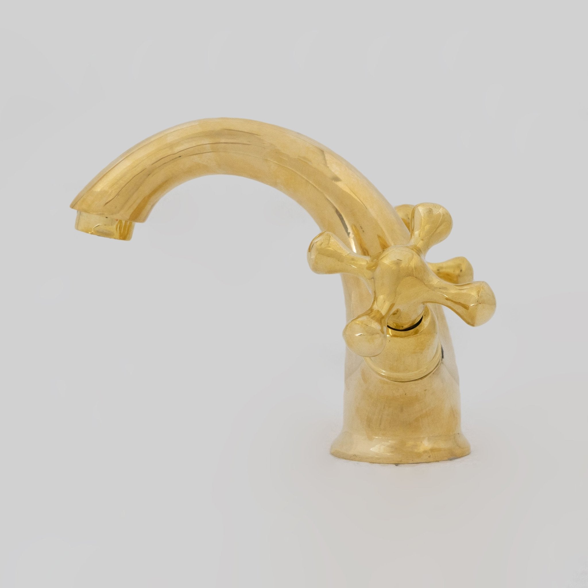 Single-Hole Unlacquered Brass Bathroom Sink Vanity Faucet with Double Simple Cross Handles alternate view 5