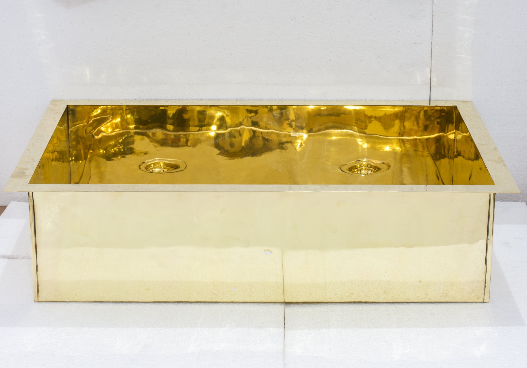 Smooth Unlacquered Brass Farmhouse Kitchen Sink | Double Drain alternate view 12