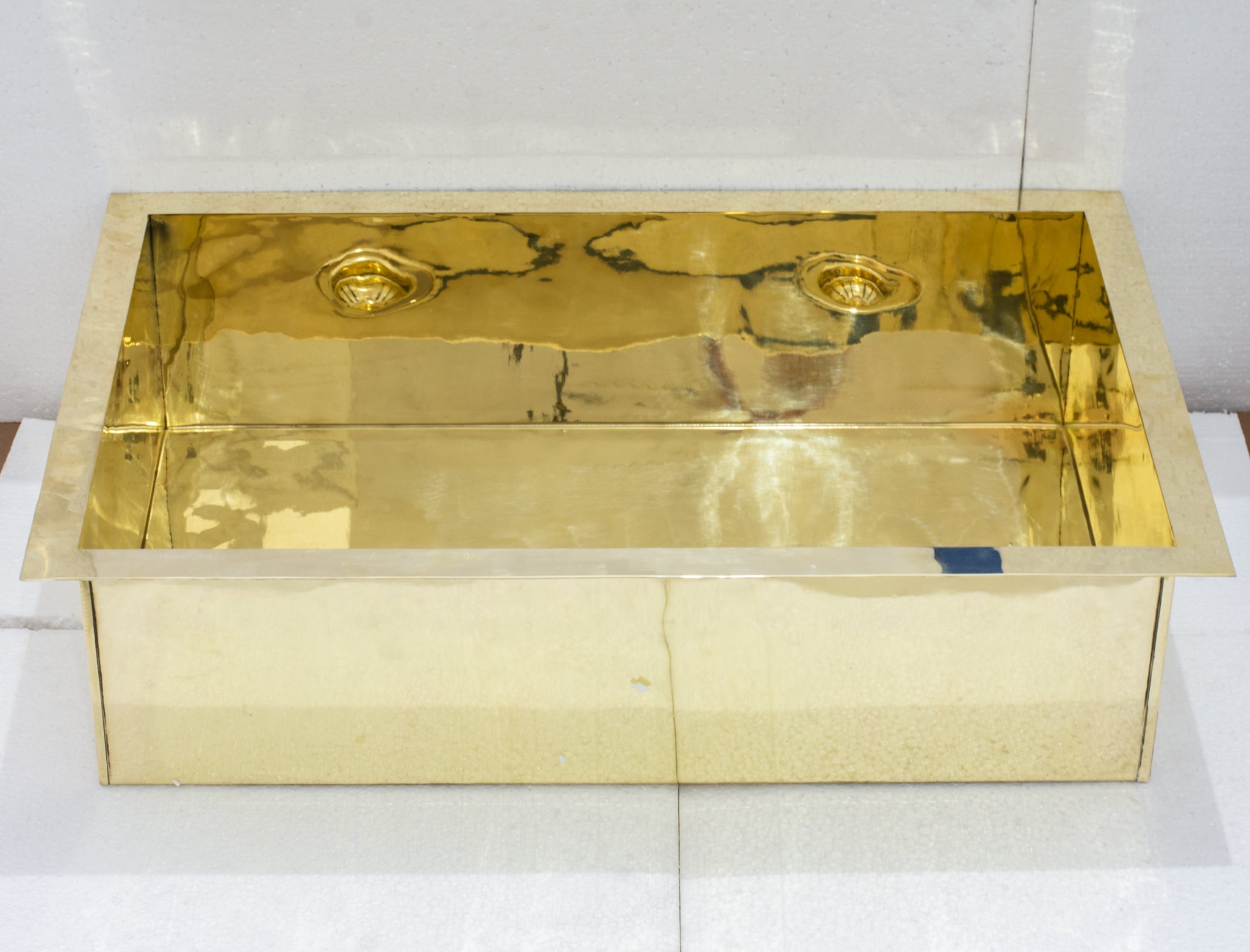 Smooth Unlacquered Brass Farmhouse Kitchen Sink | Double Drain alternate view 11