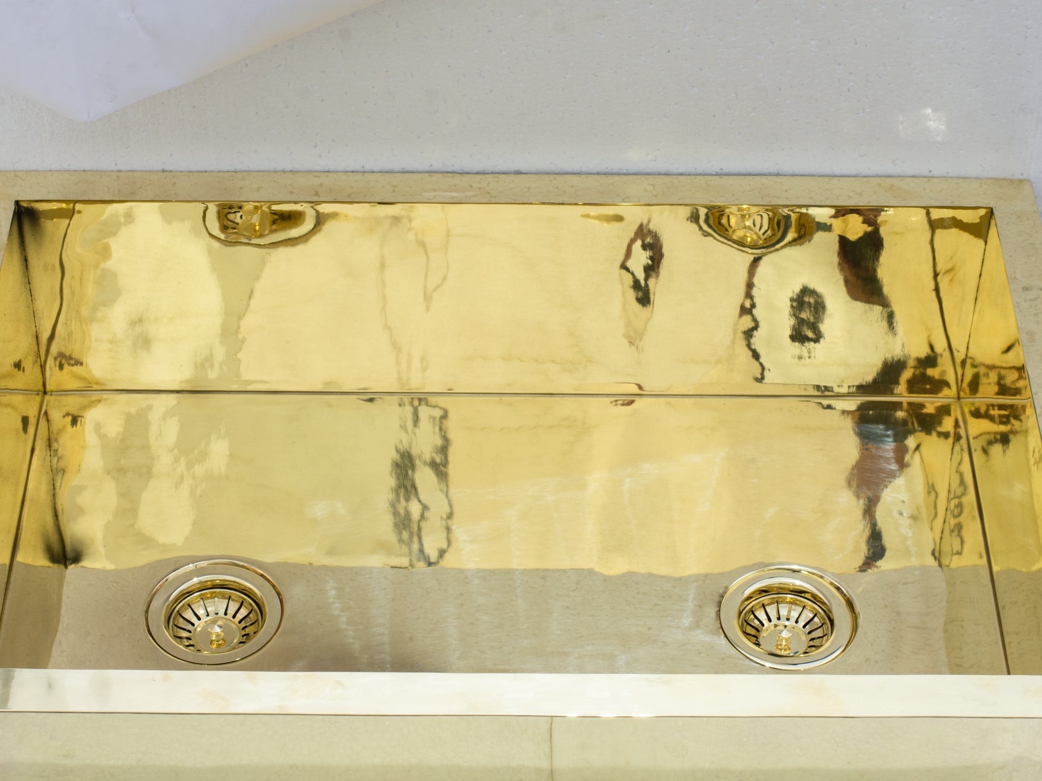 Smooth Unlacquered Brass Farmhouse Kitchen Sink | Double Drain alternate view 9