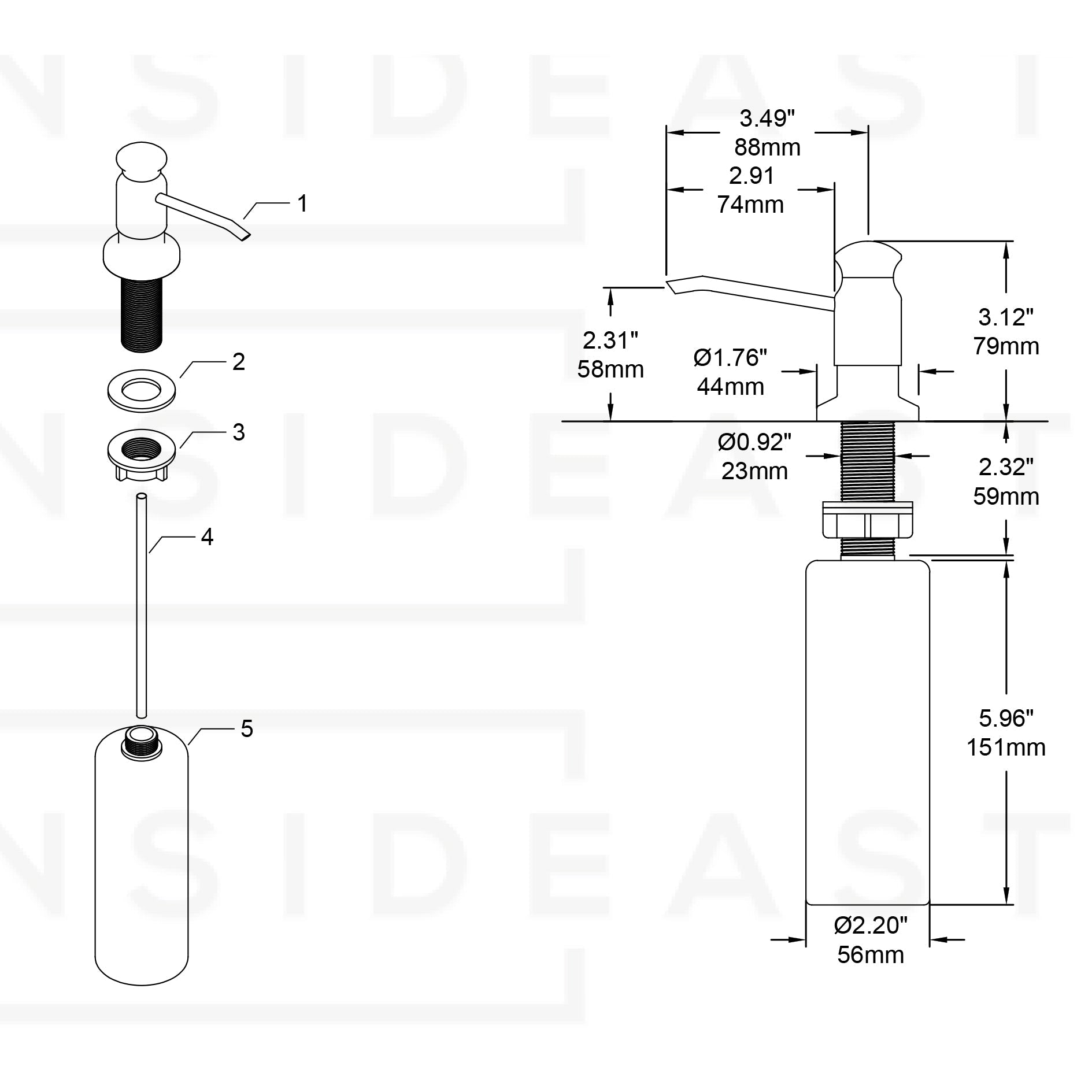 Soap Dispenser, Unlacquered Brass, Kitchen Sink Soap Dispenser alternate view 8
