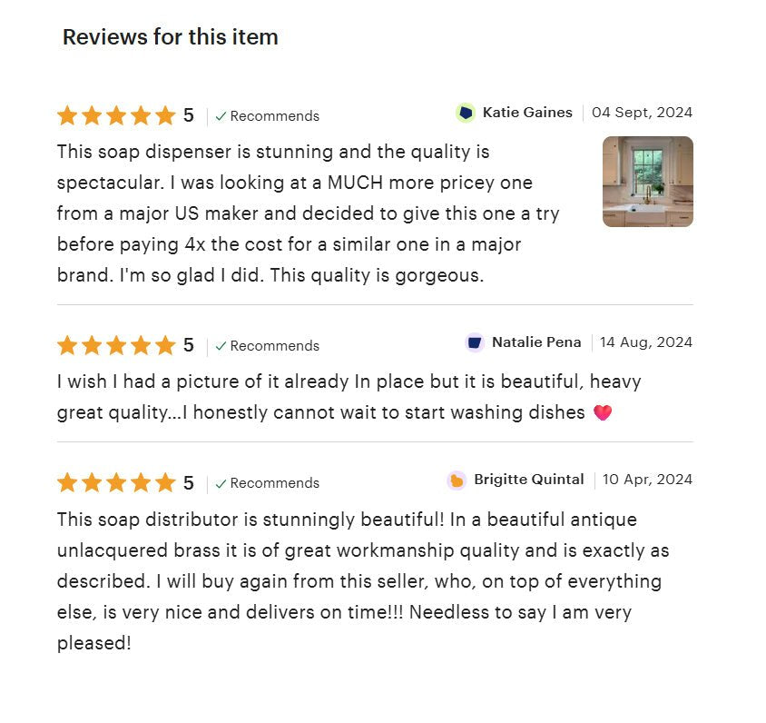 Soap Dispenser, Unlacquered Brass, Kitchen Sink Soap Dispenser alternate view 7