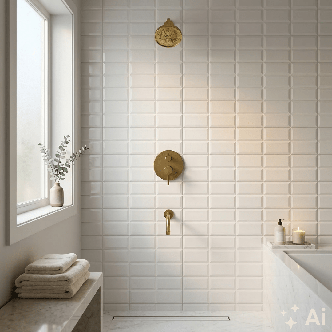 Solid Brass Angled Showerhead & Tub Filler | Concealed 2-Outlet Shower System alternate view 2