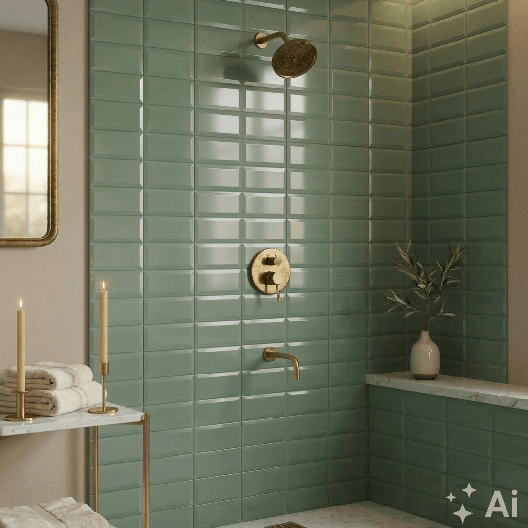 Solid Brass Angled Showerhead & Tub Filler | Concealed 2-Outlet Shower System