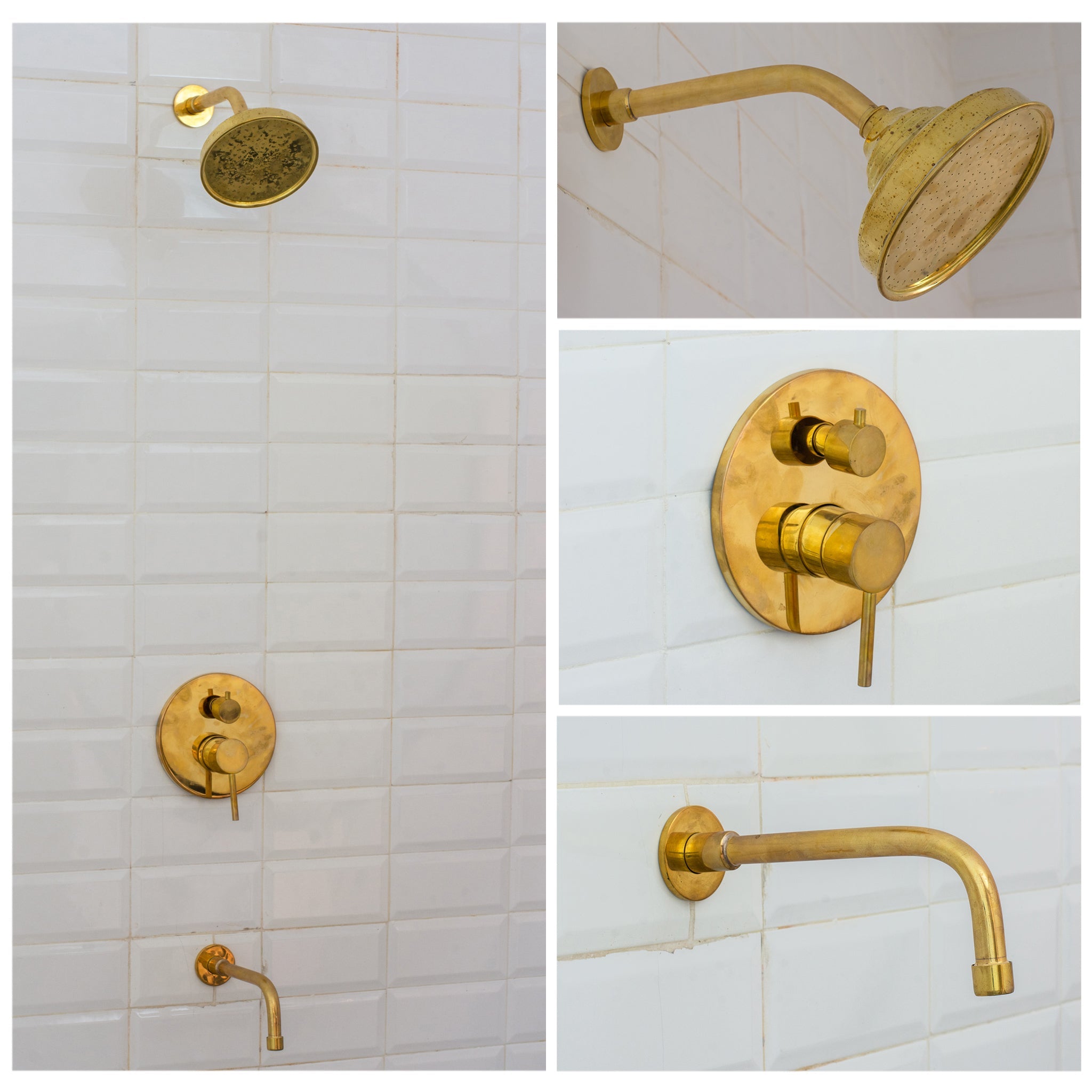 Solid Brass Angled Showerhead & Tub Filler | Concealed 2-Outlet Shower System alternate view 3