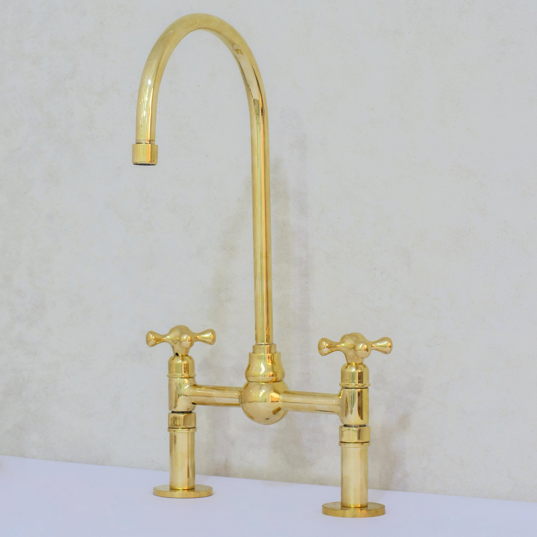 Solid Brass Ball Center Bridge Faucet Straight Legs, Dual Handle Faucet, Bridge Kitchen Faucet, 2-Hole Faucet, Deck Mount Faucet alternate view 3
