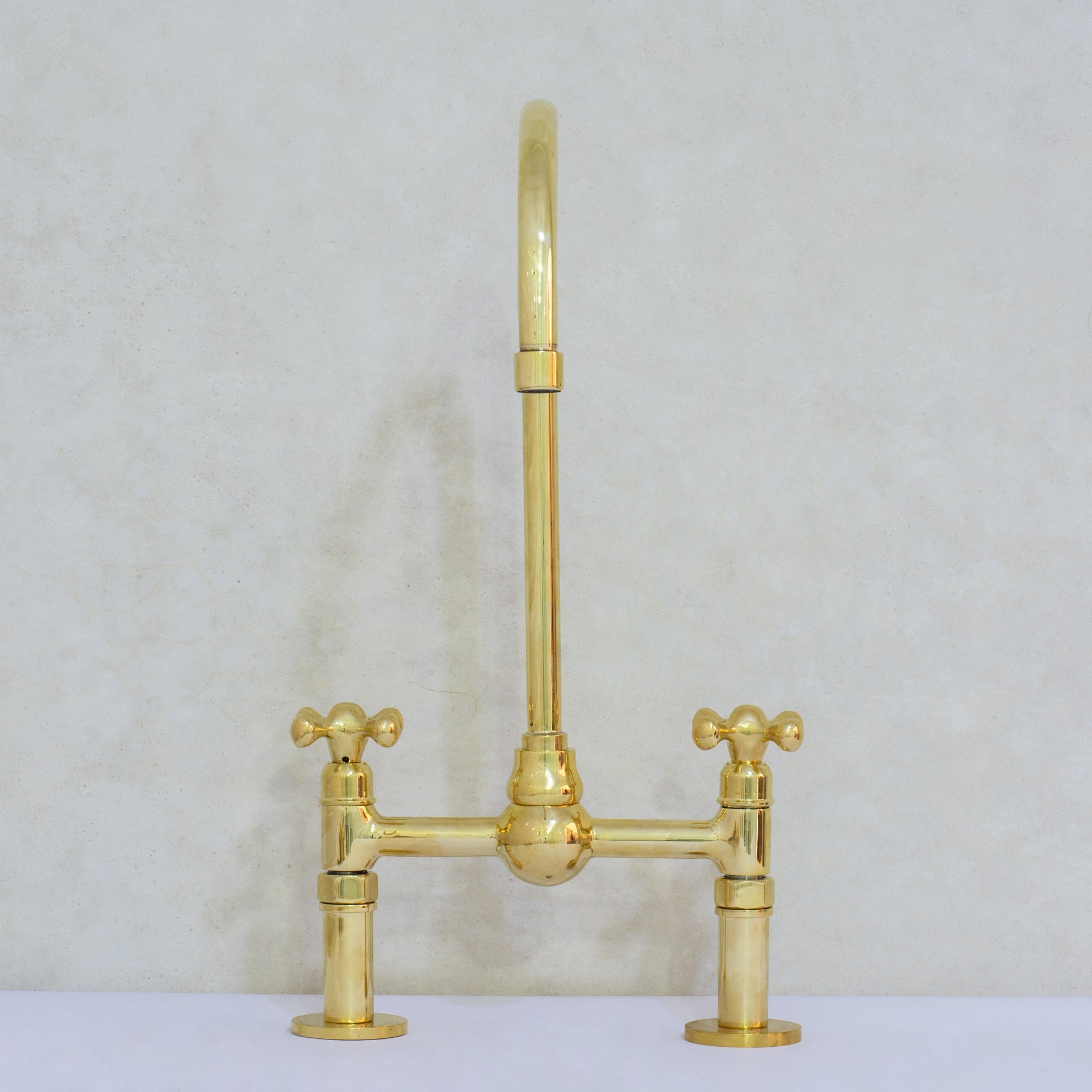 Solid Brass Ball Center Bridge Faucet Straight Legs, Dual Handle Faucet, Bridge Kitchen Faucet, 2-Hole Faucet, Deck Mount Faucet alternate view 9