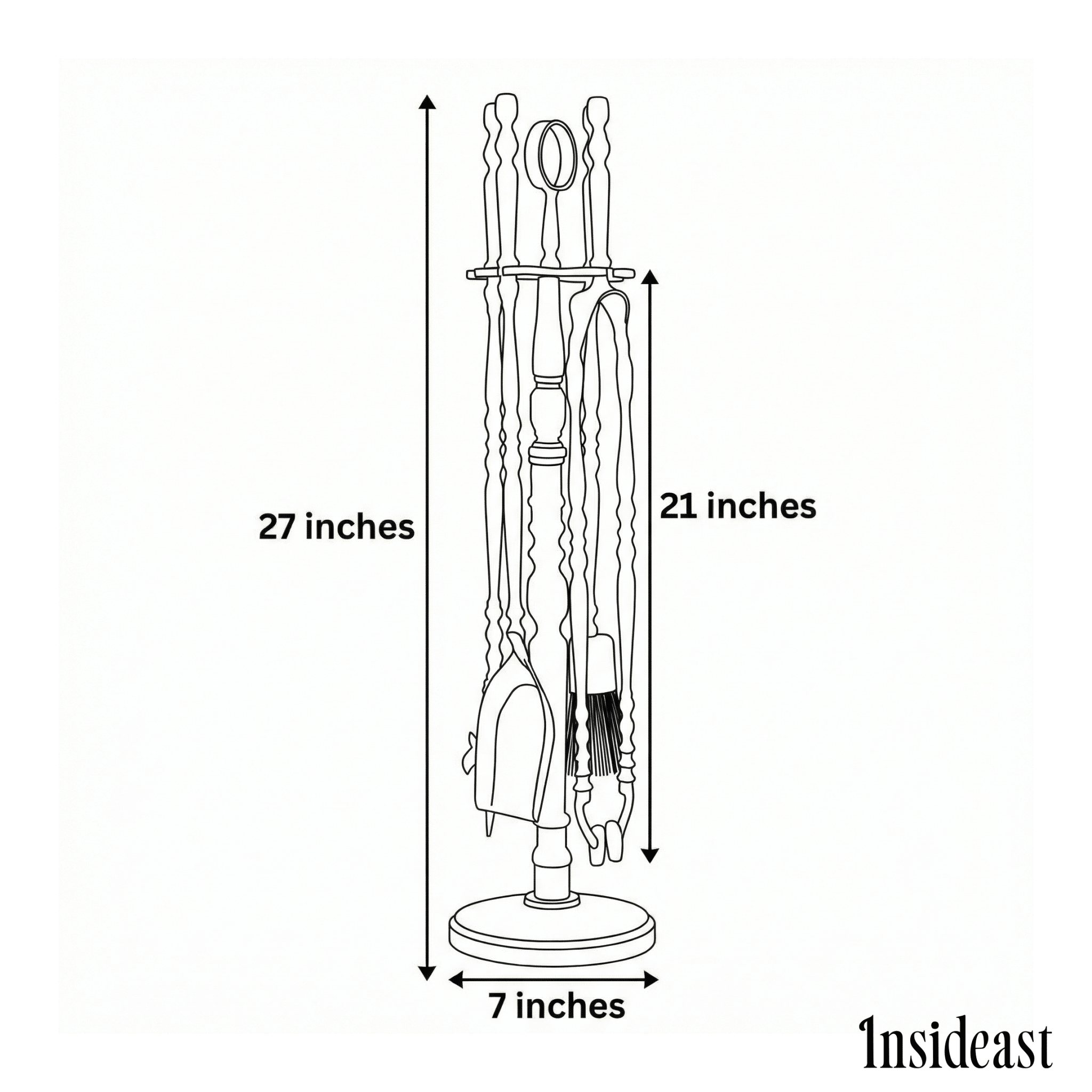 Solid Brass Black Fireplace Tools Set | Fire Tools Set Poker Tongs Shovel Broom alternate view 9