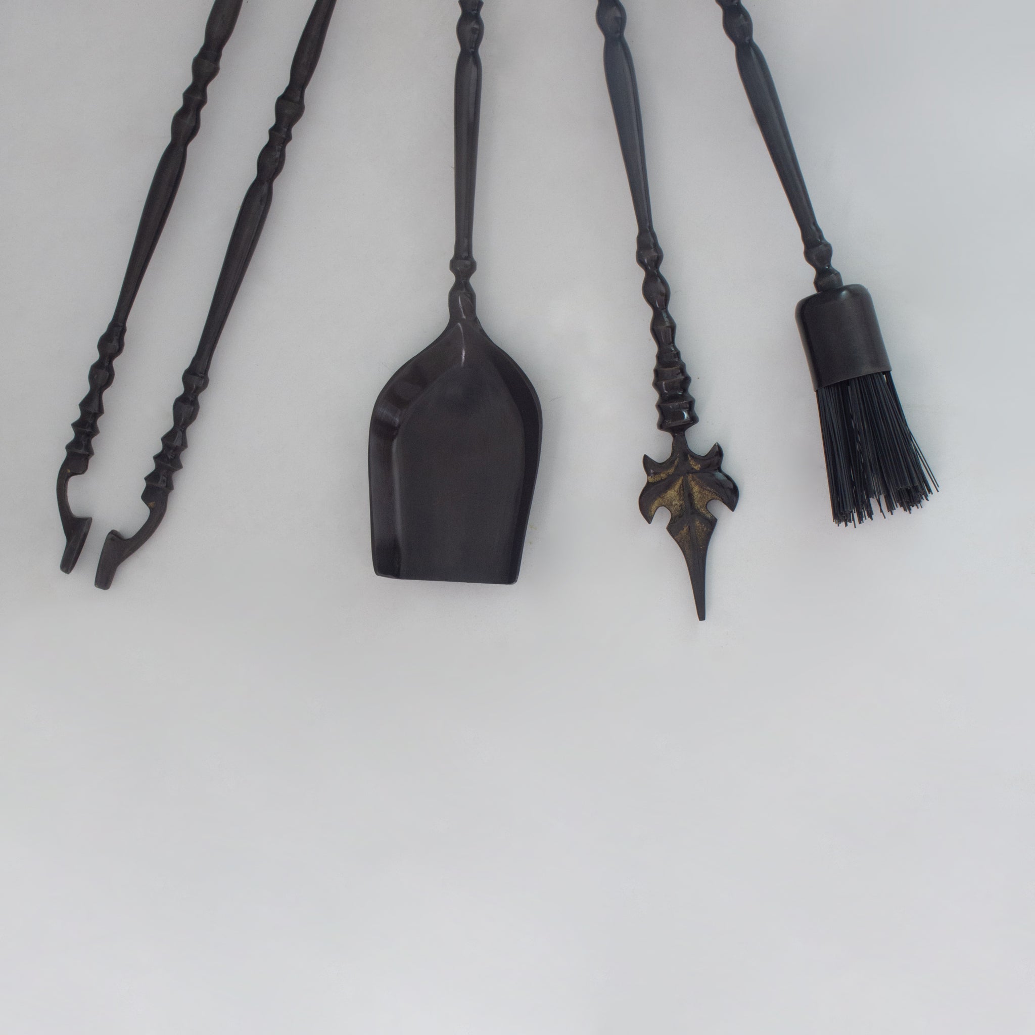 Solid Brass Black Fireplace Tools Set | Fire Tools Set Poker Tongs Shovel Broom alternate view 4