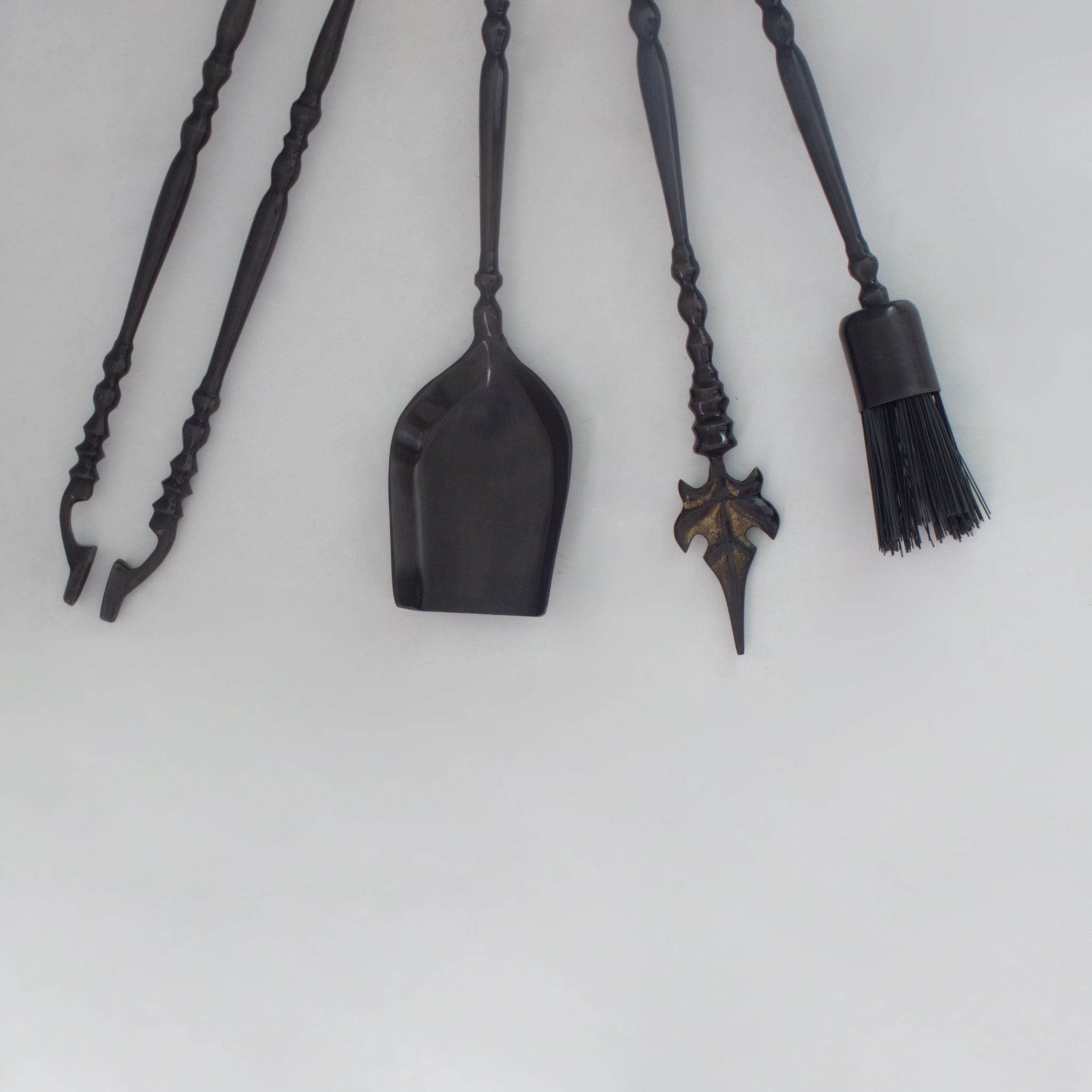 Solid Brass Black Wall-Mounted Fireplace Tool Set | Heavy Fire Tool Rack alternate view 7