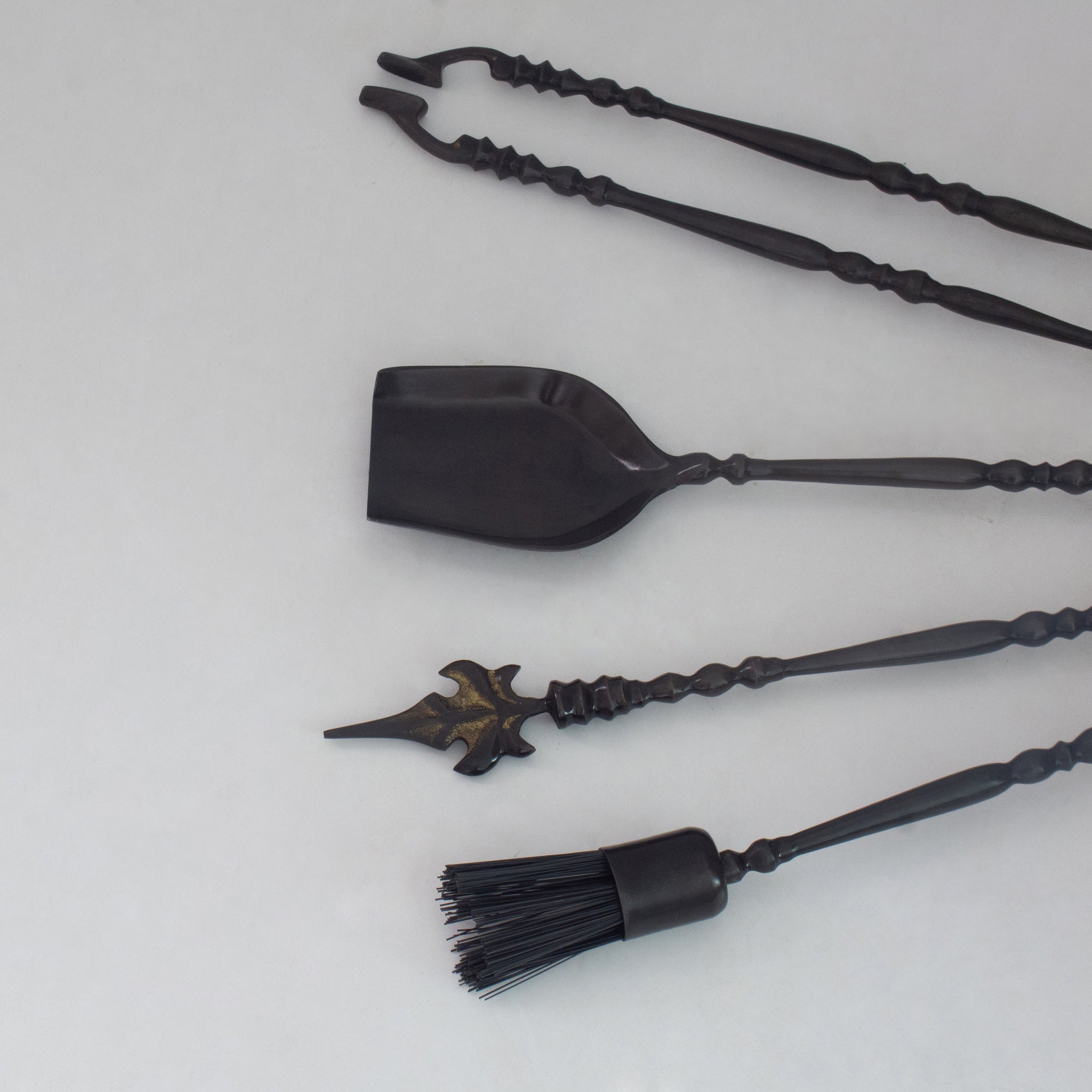 Solid Brass Black Wall-Mounted Fireplace Tool Set | Heavy Fire Tool Rack alternate view 5