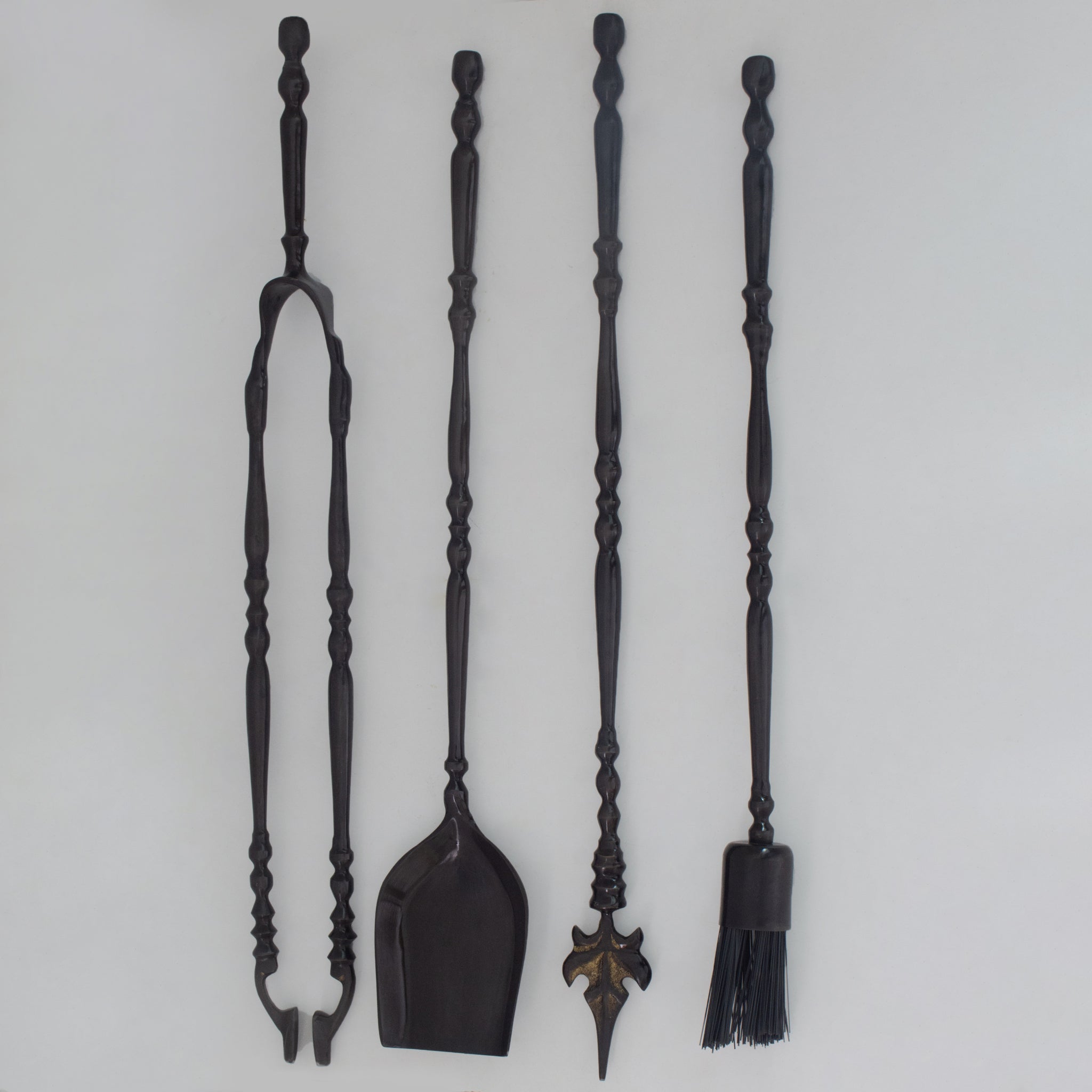 Solid Brass Black Wall-Mounted Fireplace Tool Set | Heavy Fire Tool Rack alternate view 6
