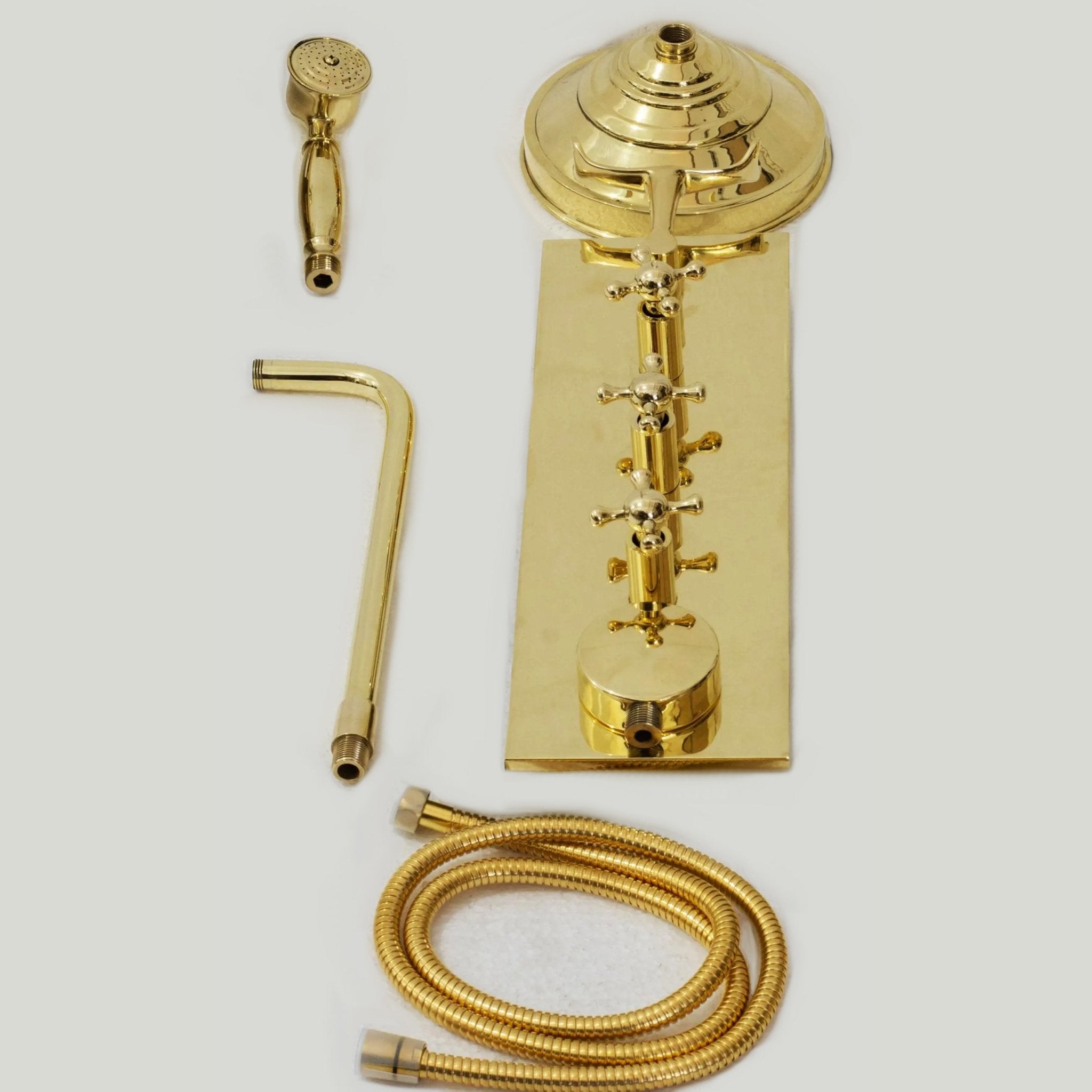 Solid Brass Built-In Shower System – Concealed Rainfall Showerhead with Handheld – Wall-Mounted Shower Set alternate view 12