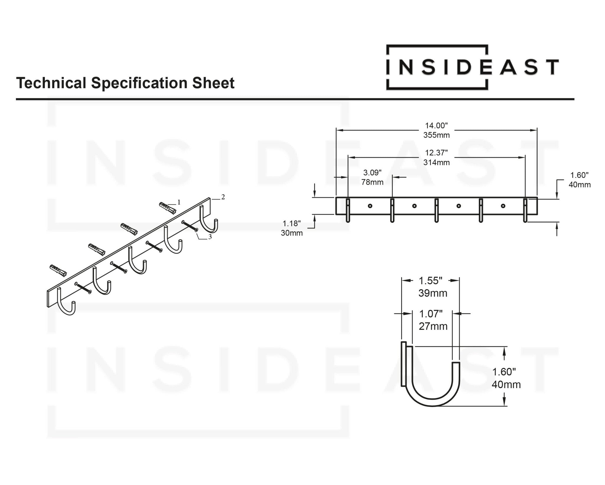 Solid Brass Coat Hooks Rack, Wall Mounted Hanger Hooks, Hallway Hooks alternate view 16
