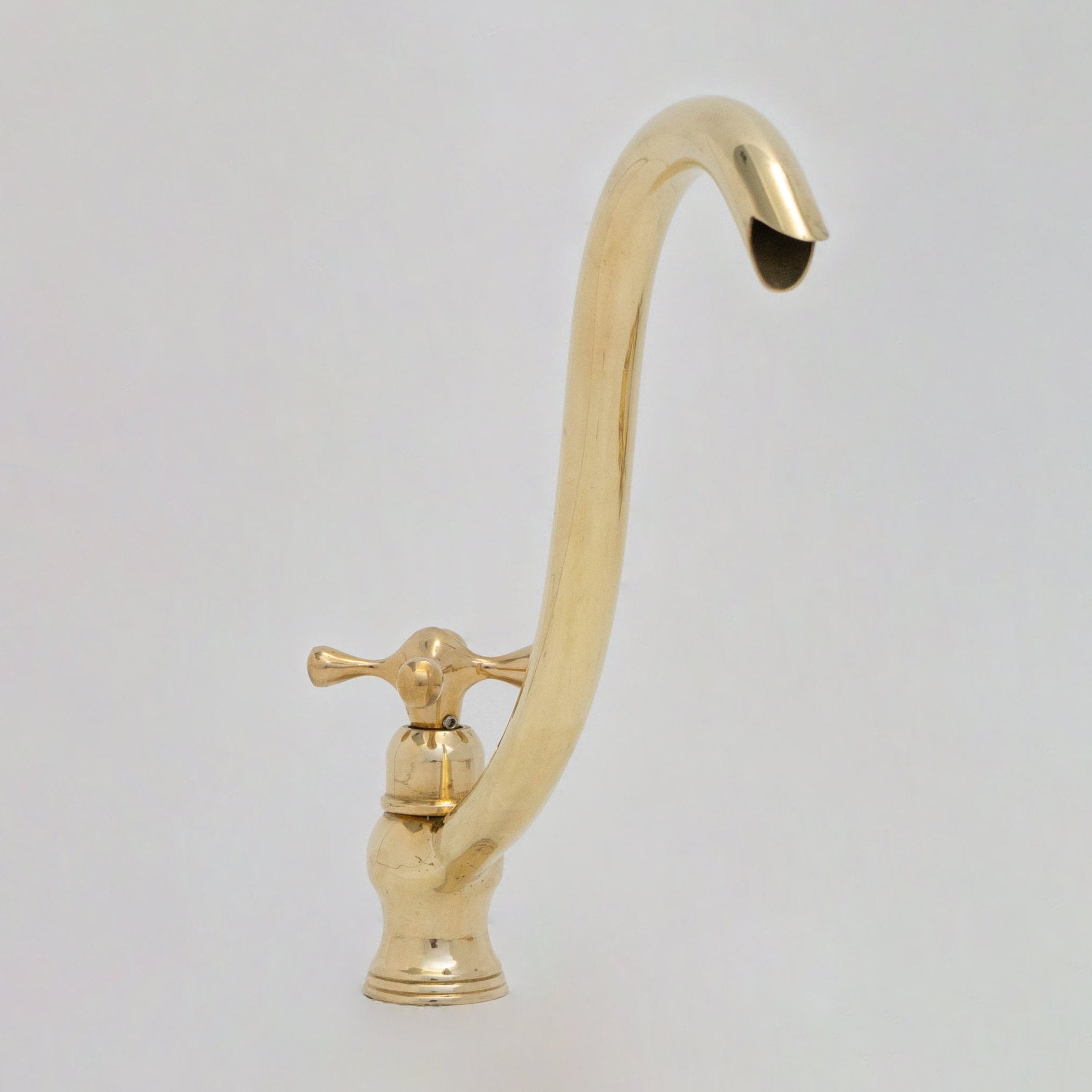 Solid Brass Cold Water Tap, Unlacquered Brass Faucet With Traditional Cross Handles alternate view 6