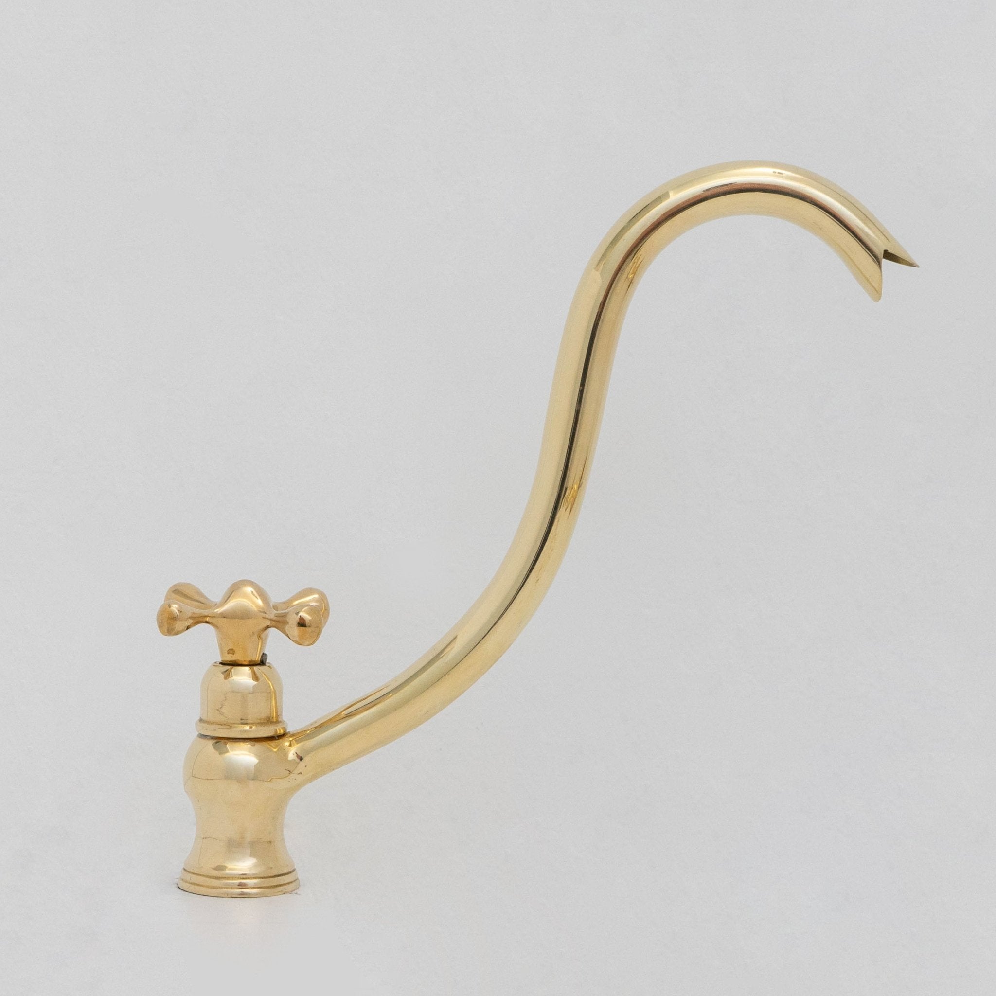 Solid Brass Cold Water Tap, Unlacquered Brass Faucet With Traditional Cross Handles alternate view 2